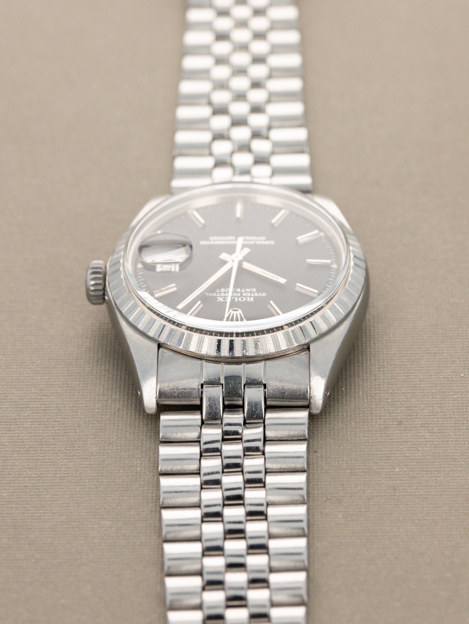 Rolex Datejust Ref. 1603 - Matte Black 'Sigma' Dial Silver Text Unpolished