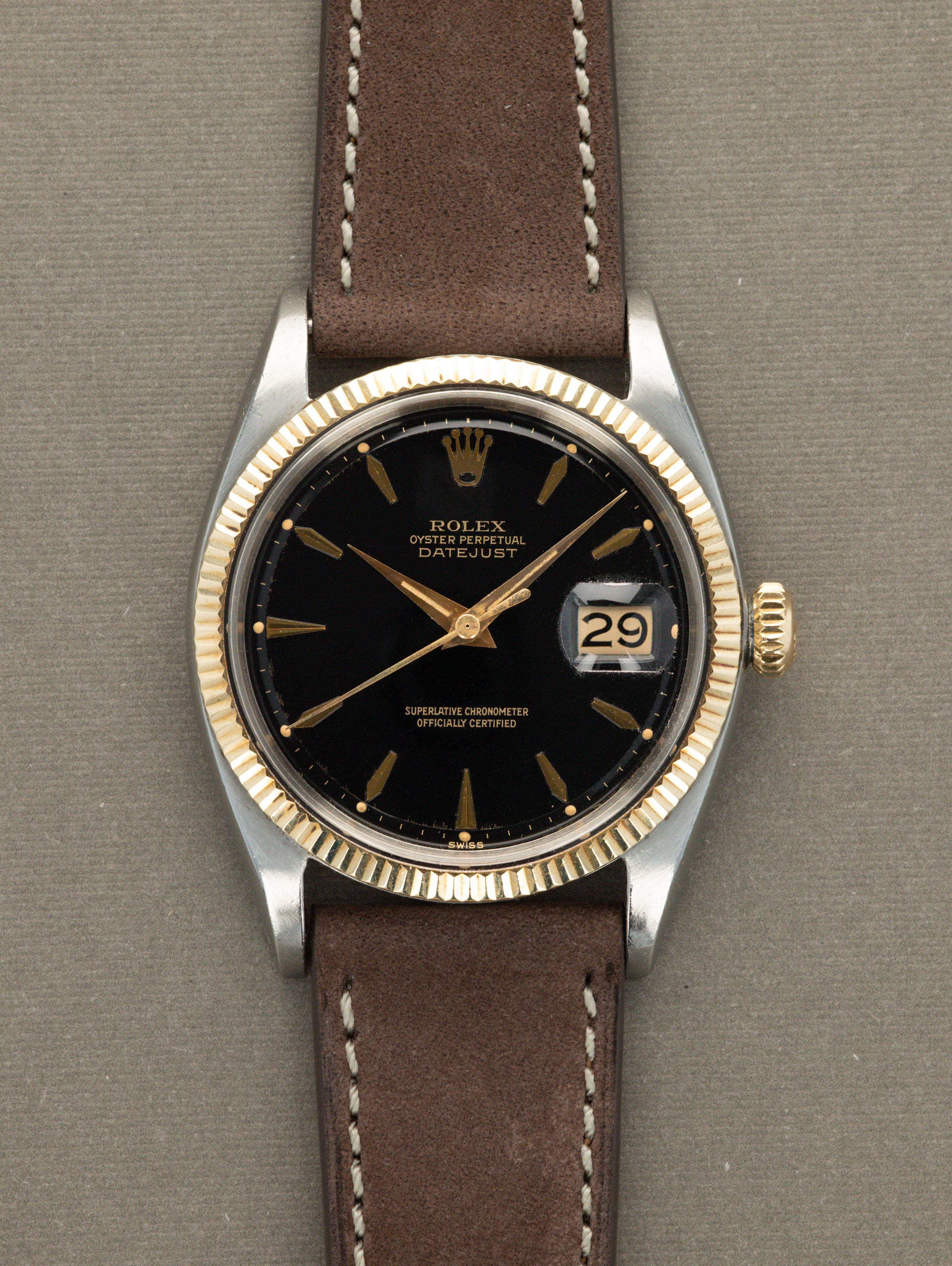 Rolex Datejust Ref. 1601 - Black Gilt Dial with Papers