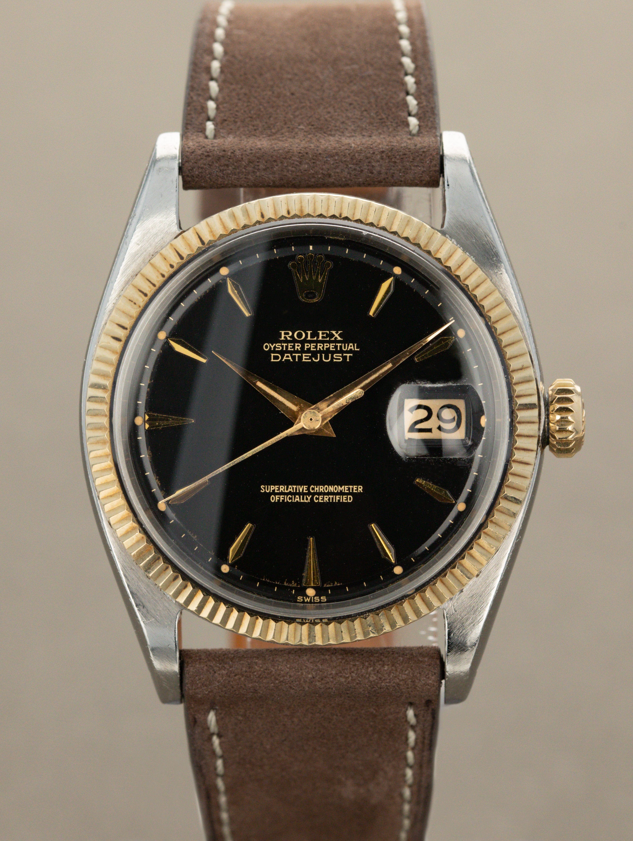 Rolex Datejust Ref. 1601 - Black Gilt Dial with Papers