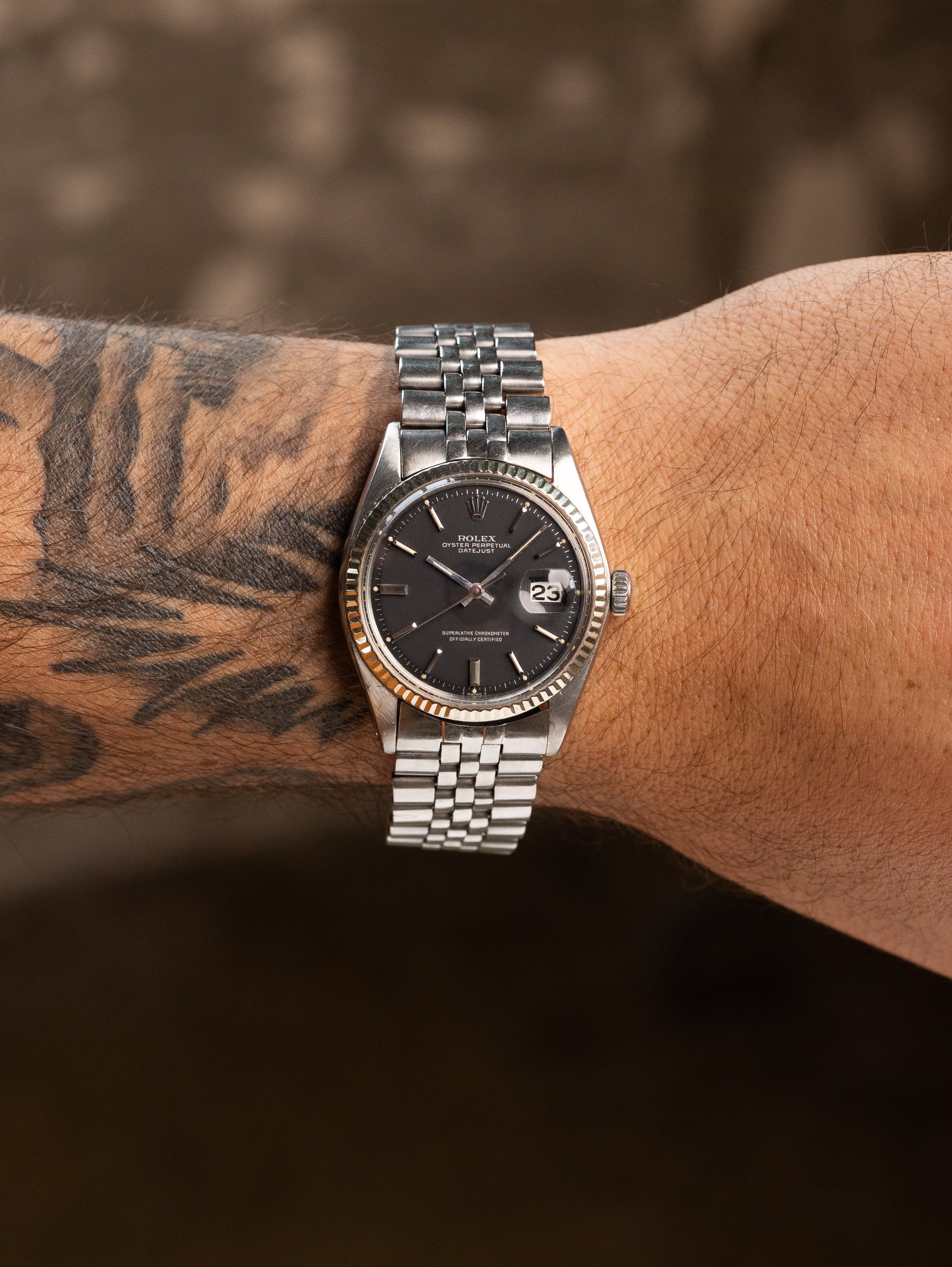 ブラック Rolex Datejust 1601 Black Gilt Dial