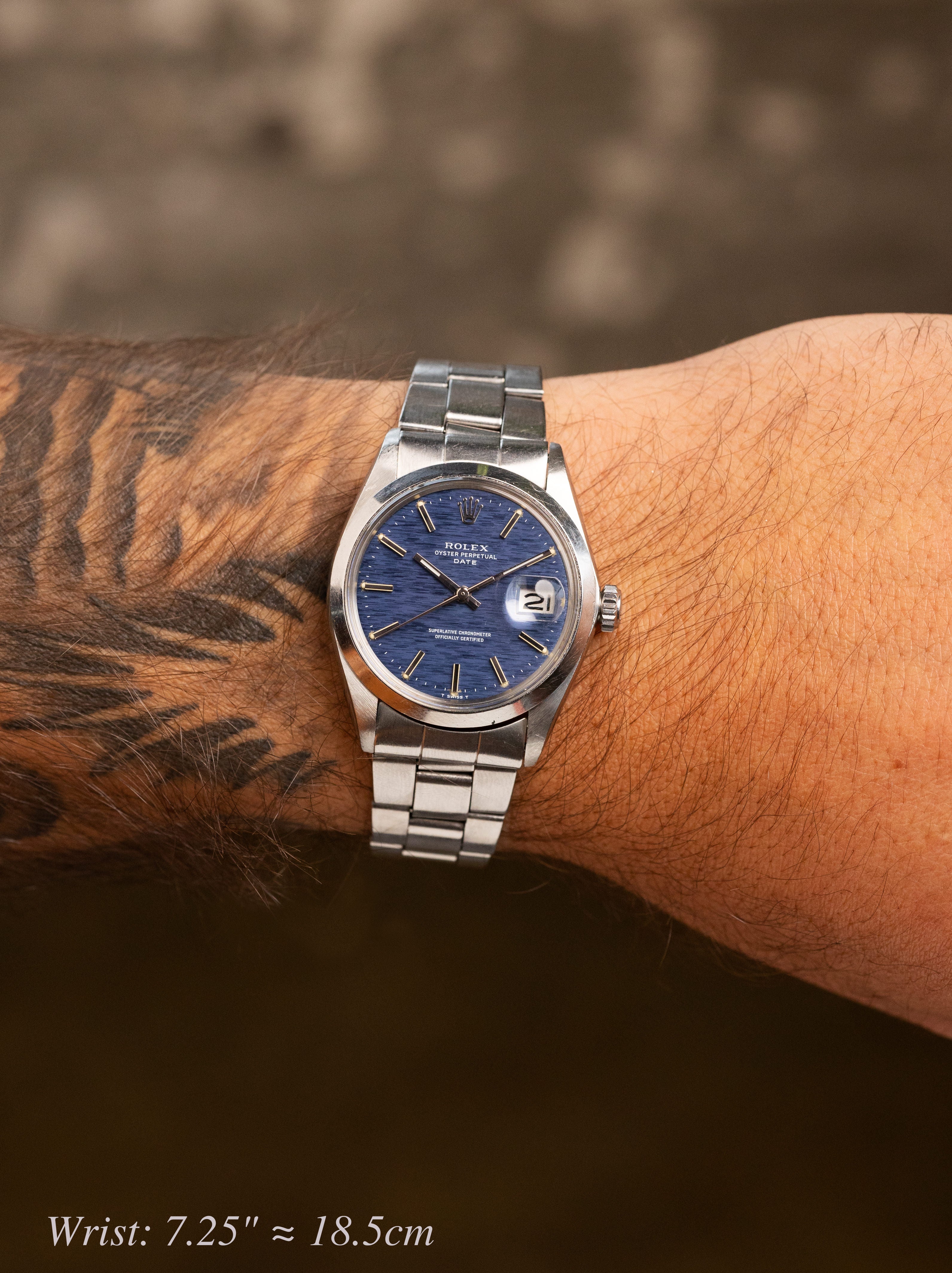 Rolex Oyster Perpetual Date Ref. 1500 - Blue 'Mosaic' Dial Unpolished