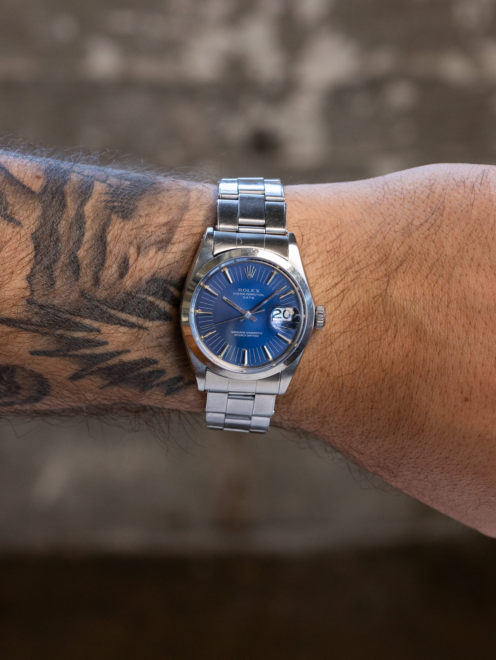 Rolex Oyster Perpetual Date Ref. 1500 - Sunburst Blue 'Long Index' Dial Unpolished