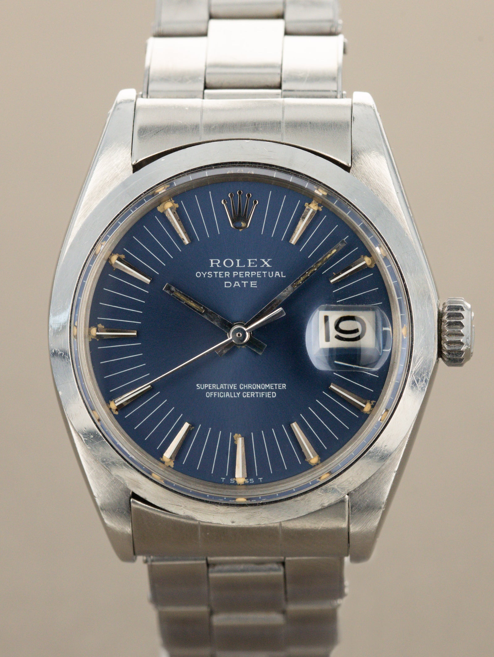 Rolex Oyster Perpetual Date Ref. 1500 - Sunburst Blue 'Long Index' Dial Unpolished