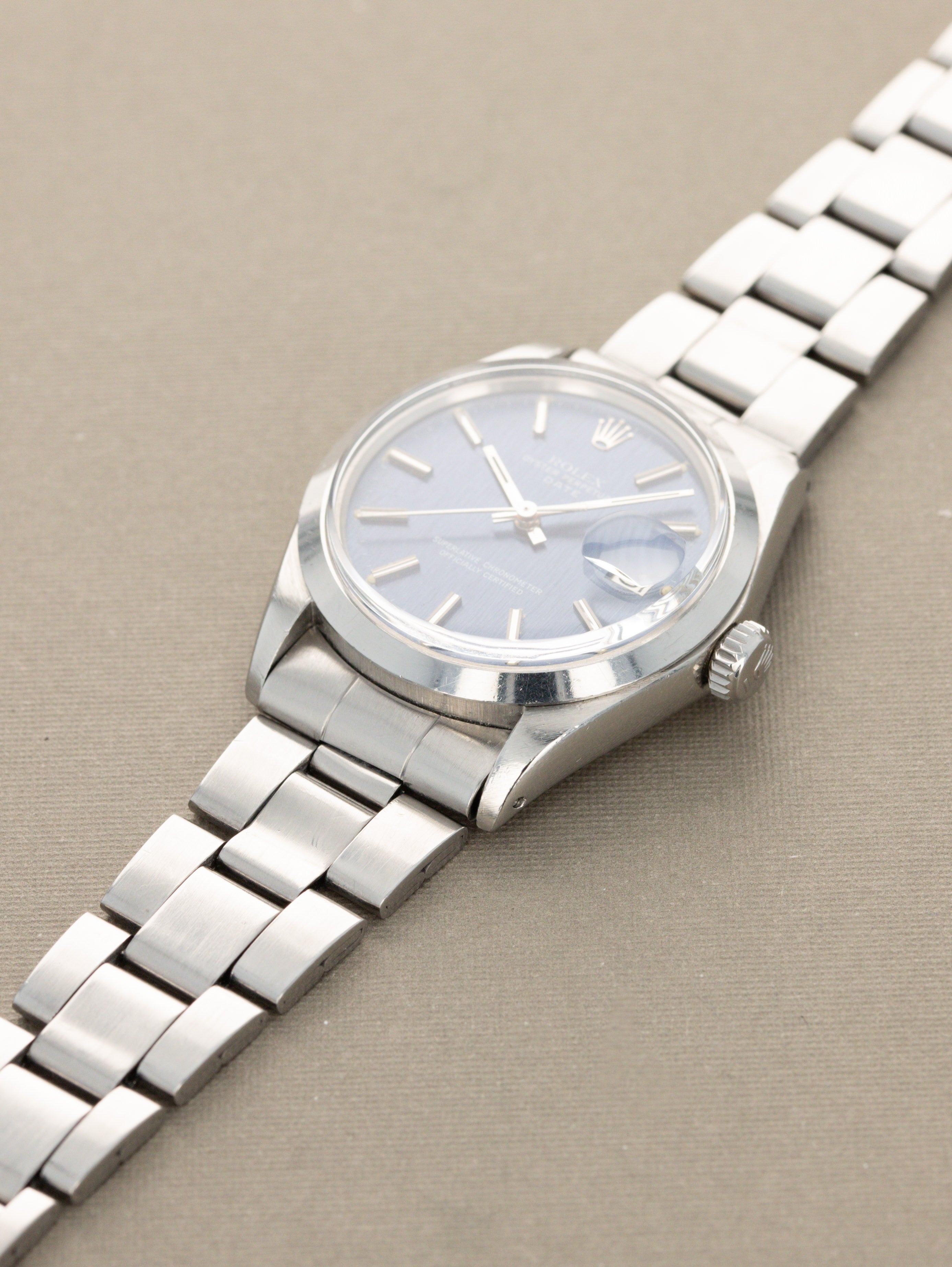 Rolex Oyster Perpetual Date Ref. 1500 - 'Brushed' Blue' Dial