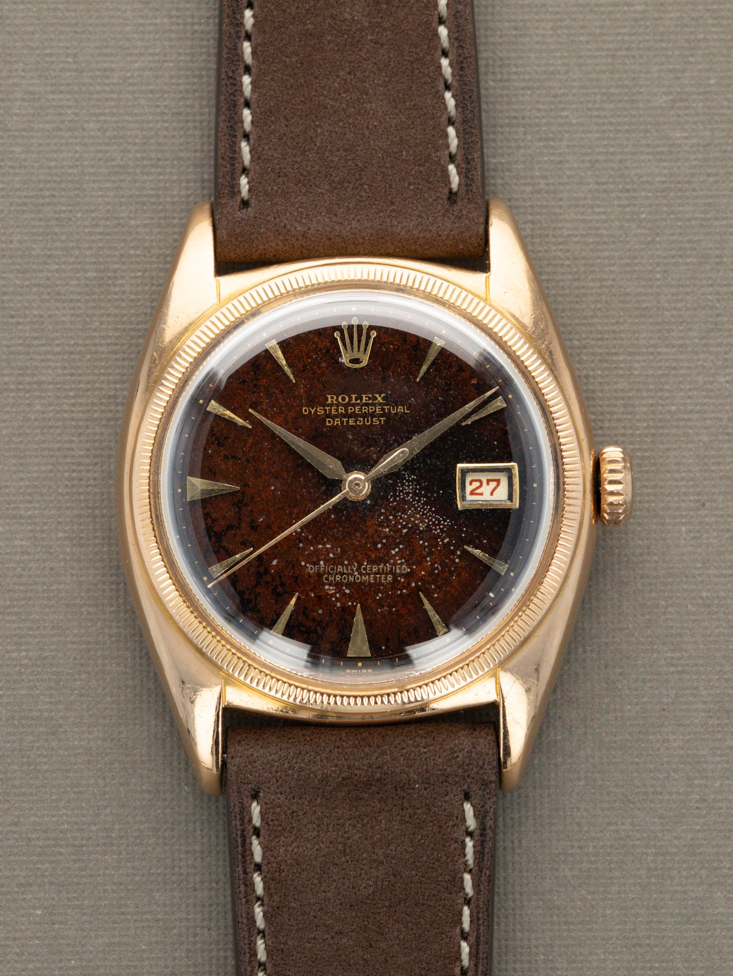 Rolex Datejust Ref. 6105 Rose Gold - 'Tropical' Dial