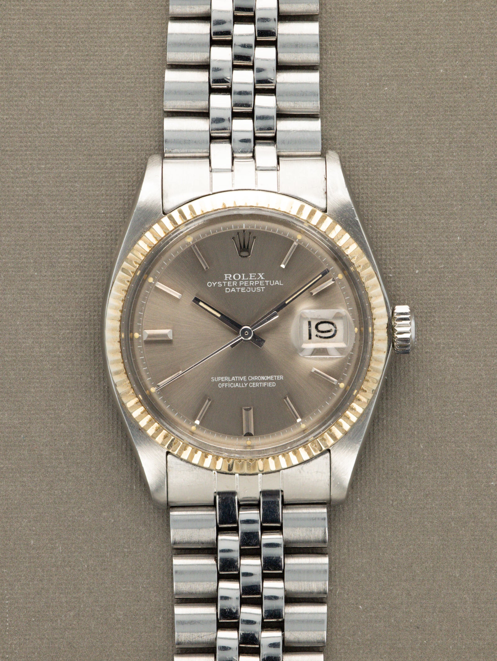 Rolex Datejust Ref. 1601 - Sunburst Grey White 'Vanishing' Text Unpolished W/ Service Papers
