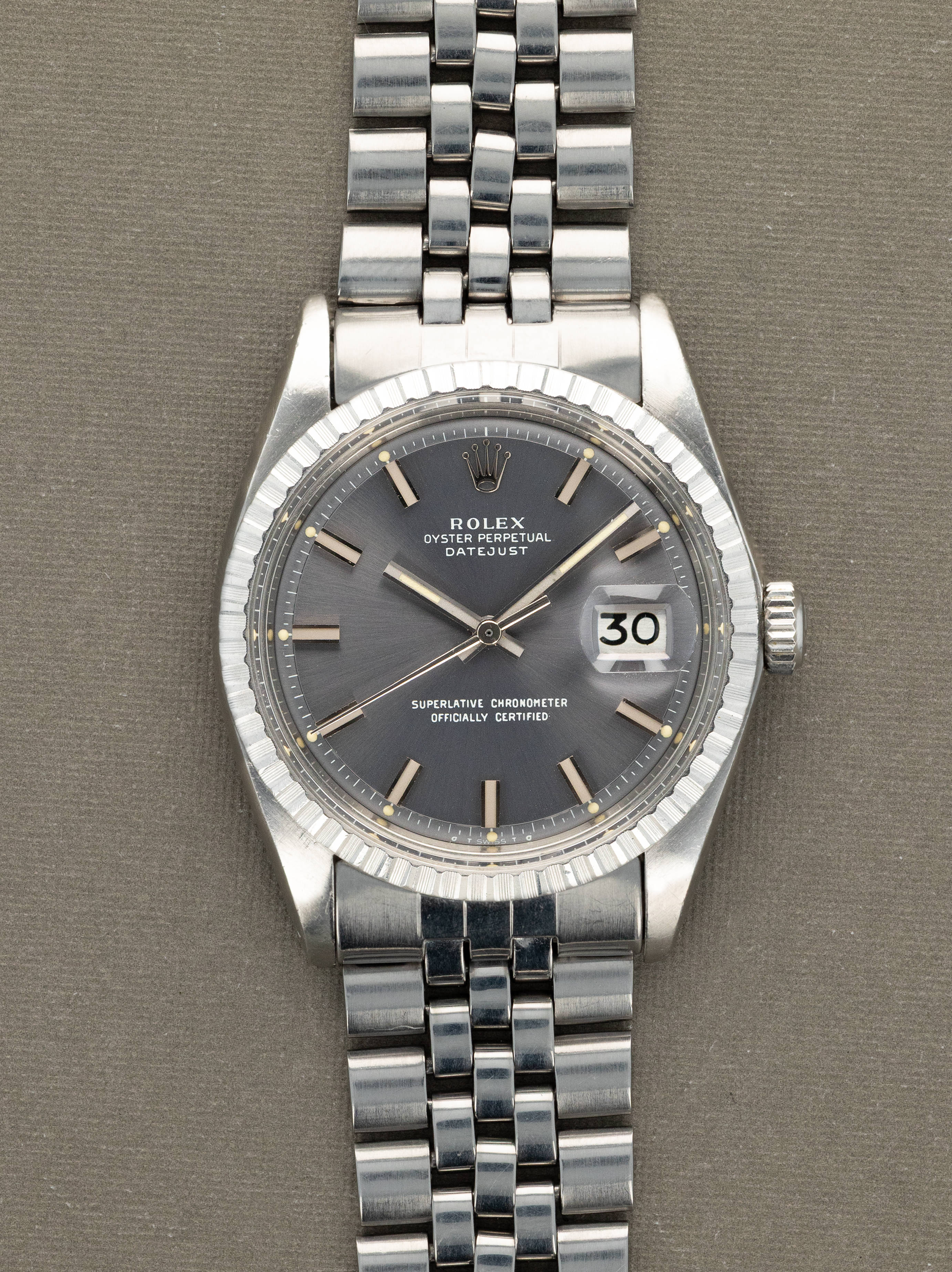 Rolex Datejust Ref. 1603 - Sunburst Grey 'Wide Boy Sigma' Dial Unpolished