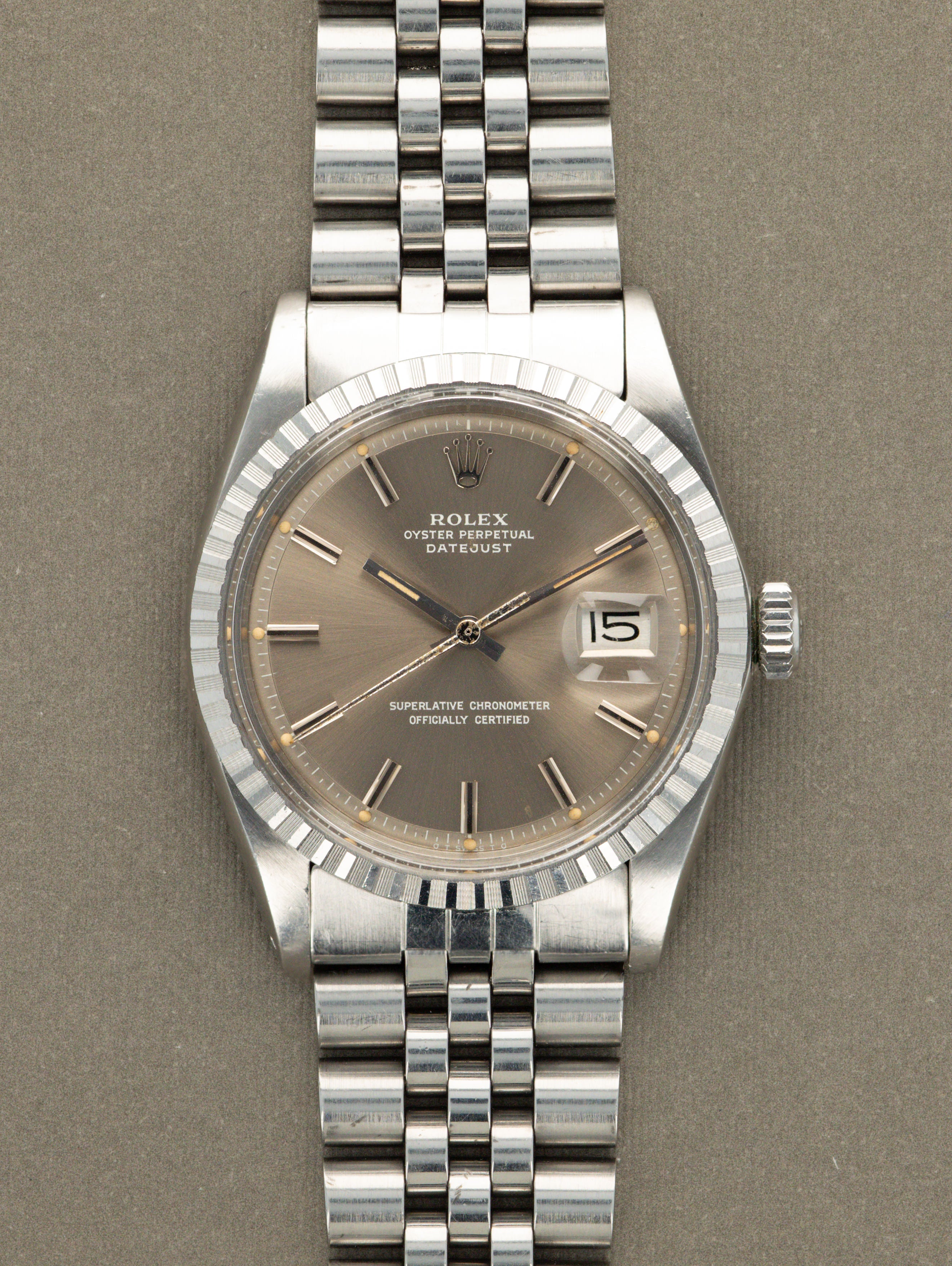 Rolex Datejust Ref. 1603 - Sunburst Taupe 'Sigma' Dial w/ White Text Unpolished