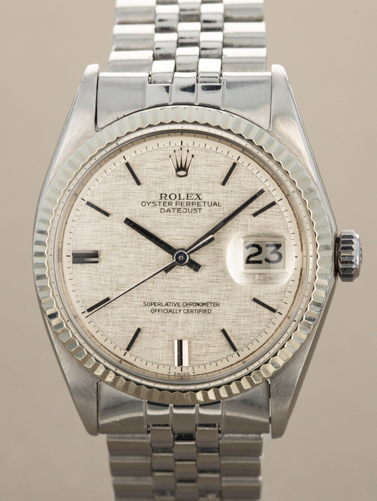 Rolex Datejust Ref. 1601 - Silver 'Linen' Non-Luminous Dial