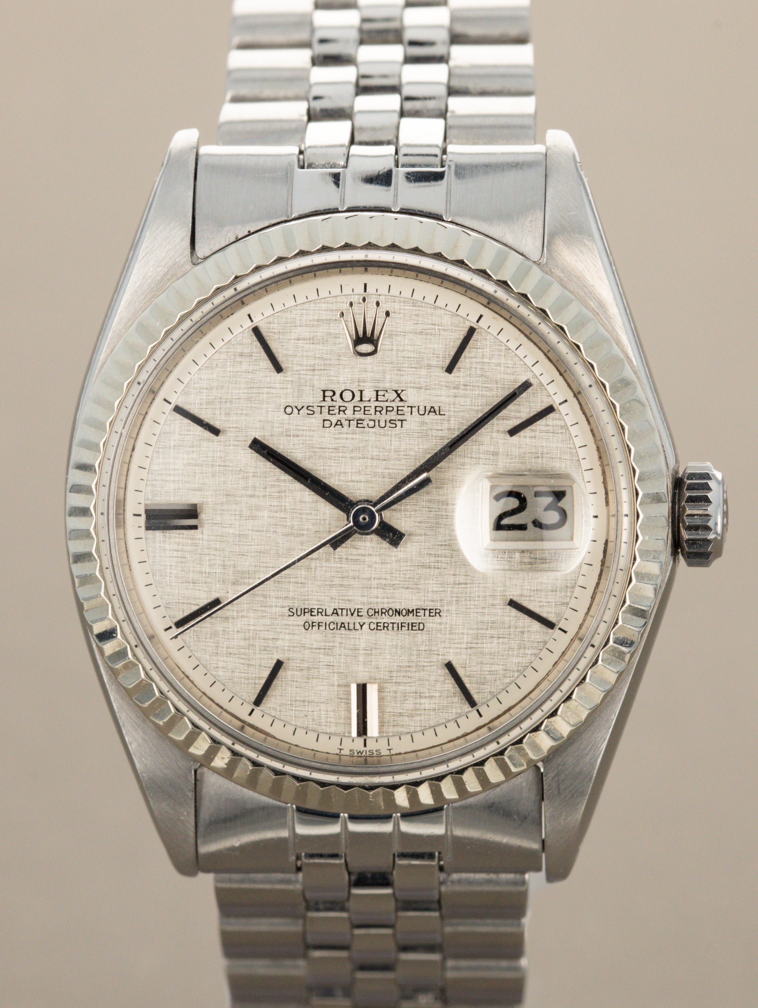 Rolex Datejust Ref. 1601 - Silver 'Linen' Non-Luminous Dial