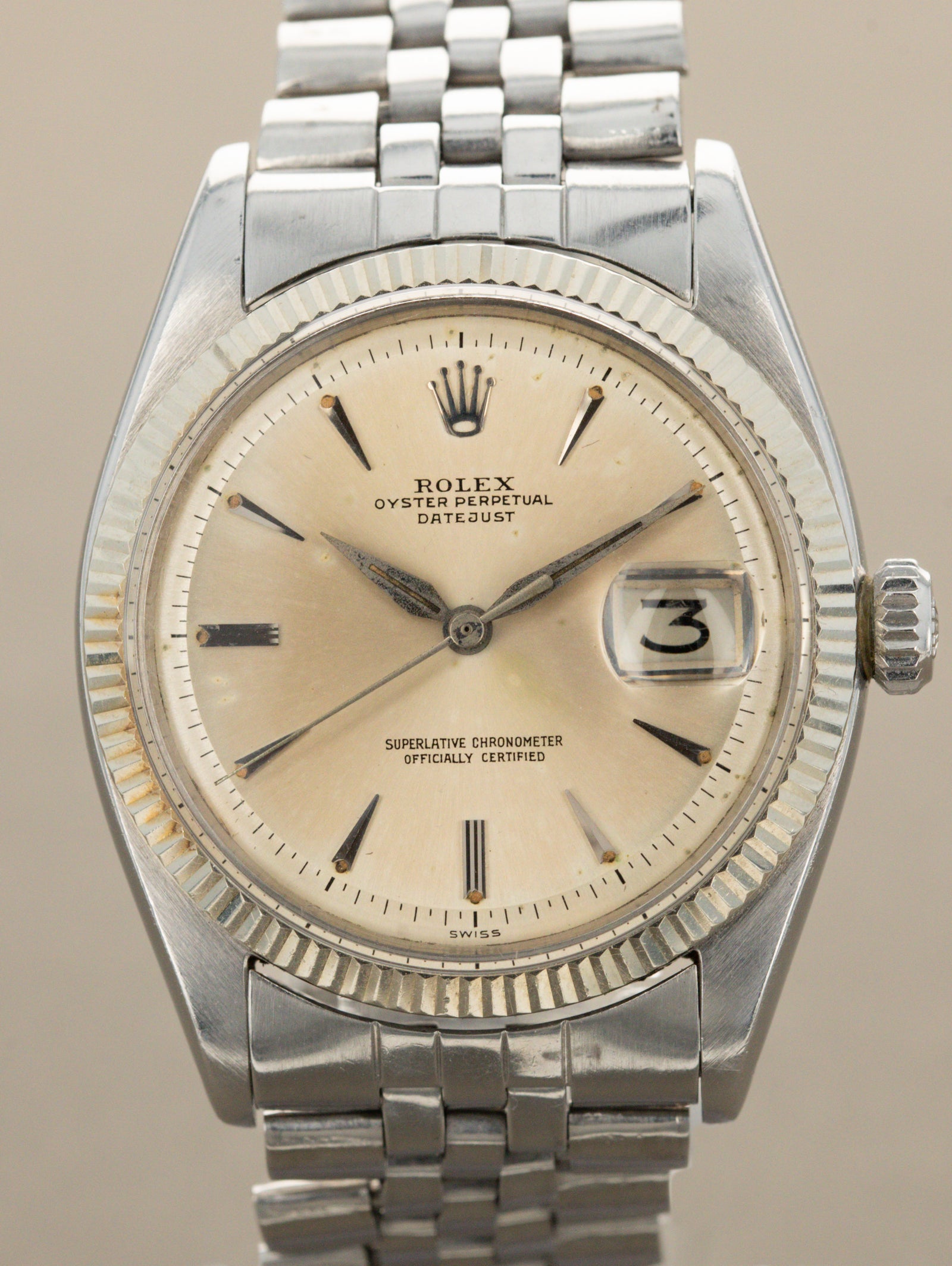 Rolex Datejust Ref. 6605  - Sunburst Silver Dial