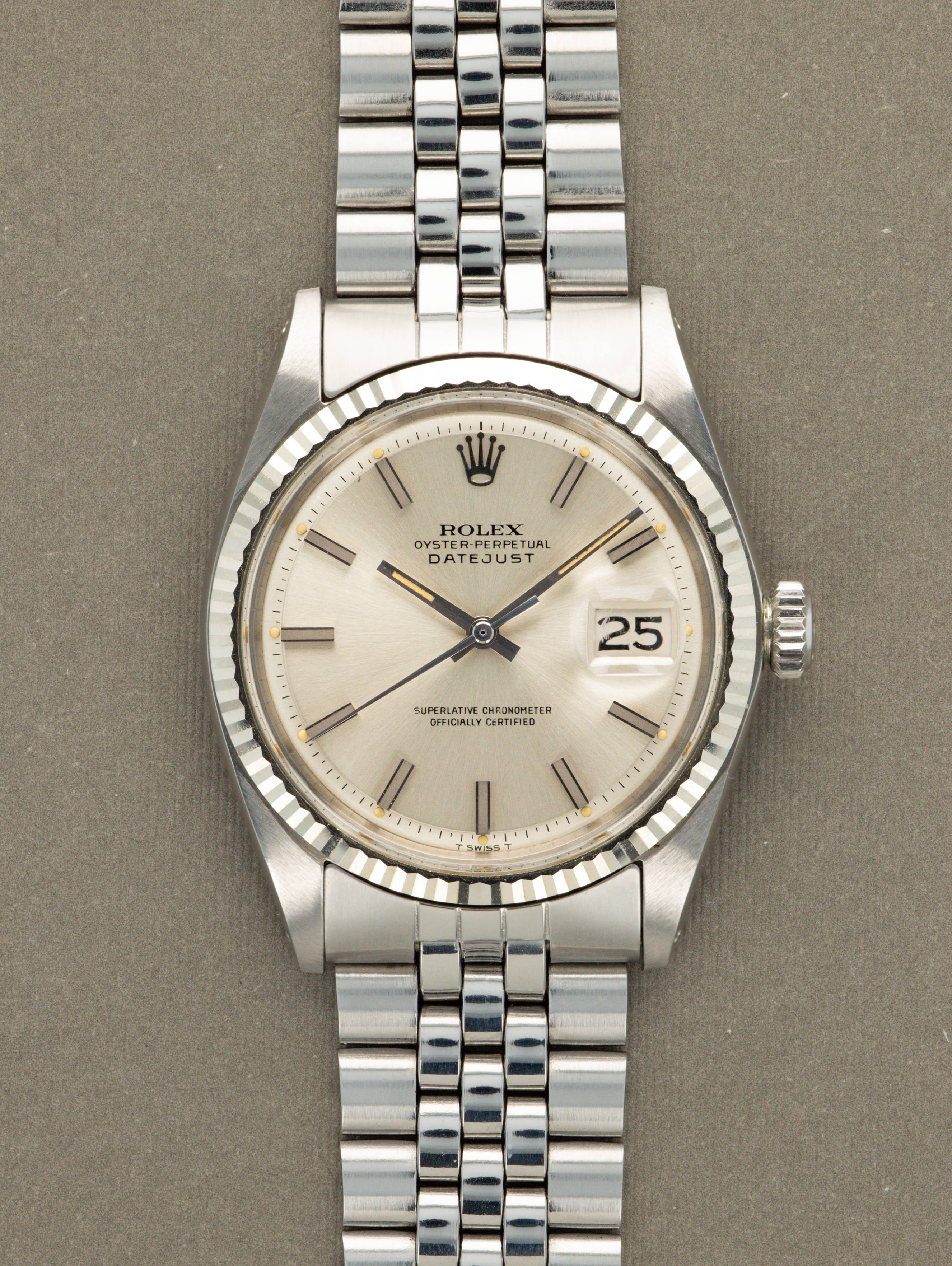 Rolex Datejust Ref. 1601  - Sunburst Silver Dial LNOS w/ Box & Papers
