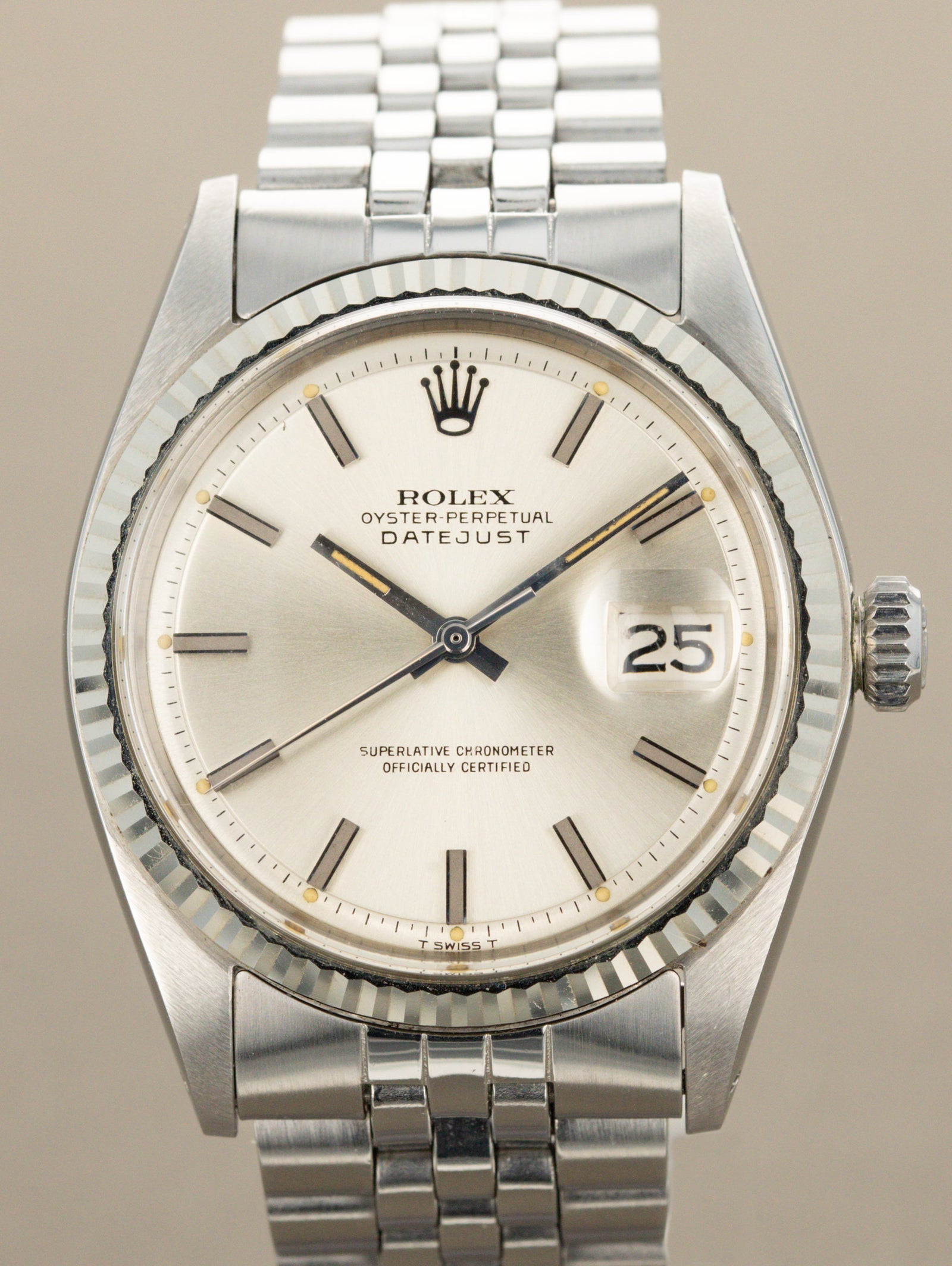 Rolex Datejust Ref. 1601  - Sunburst Silver Dial LNOS w/ Box & Papers