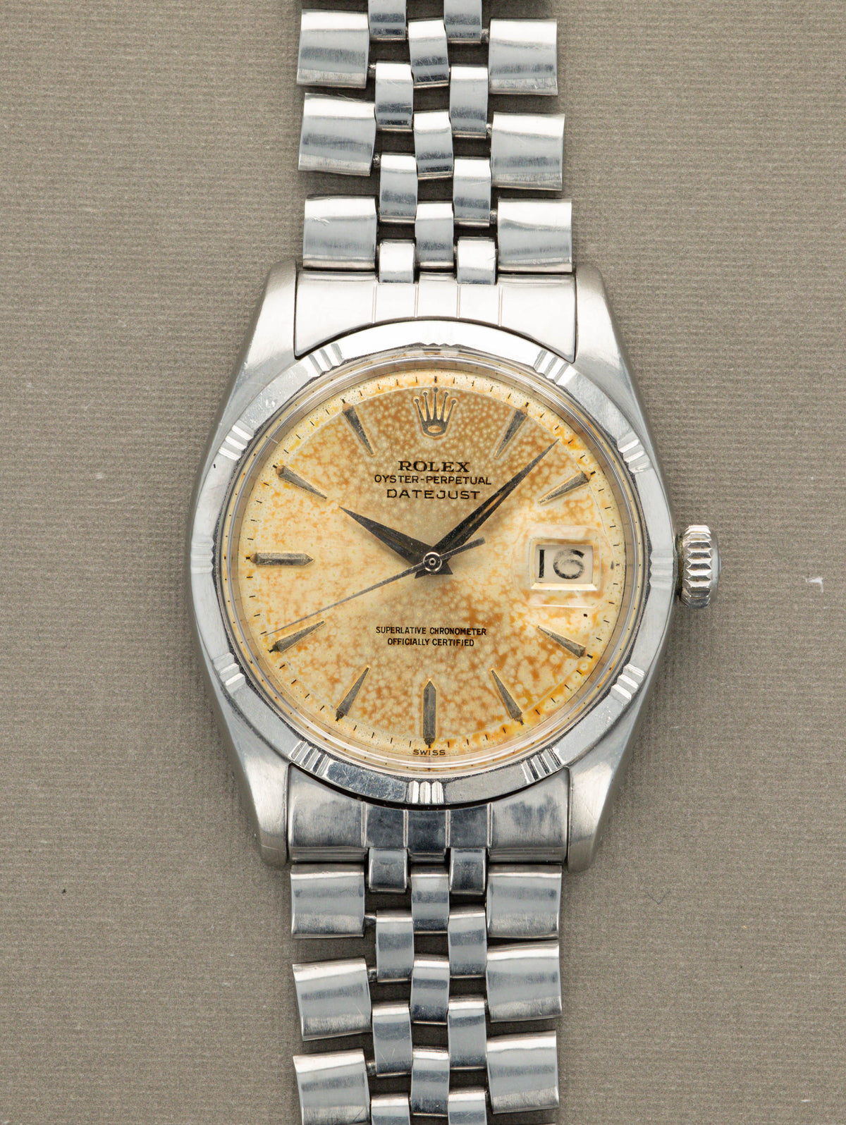 Rolex Datejust Ref. 1603 'Bamboo' - Silver Sunburst 'Crème Brûlée' Patina Dial W/ Box & Papers