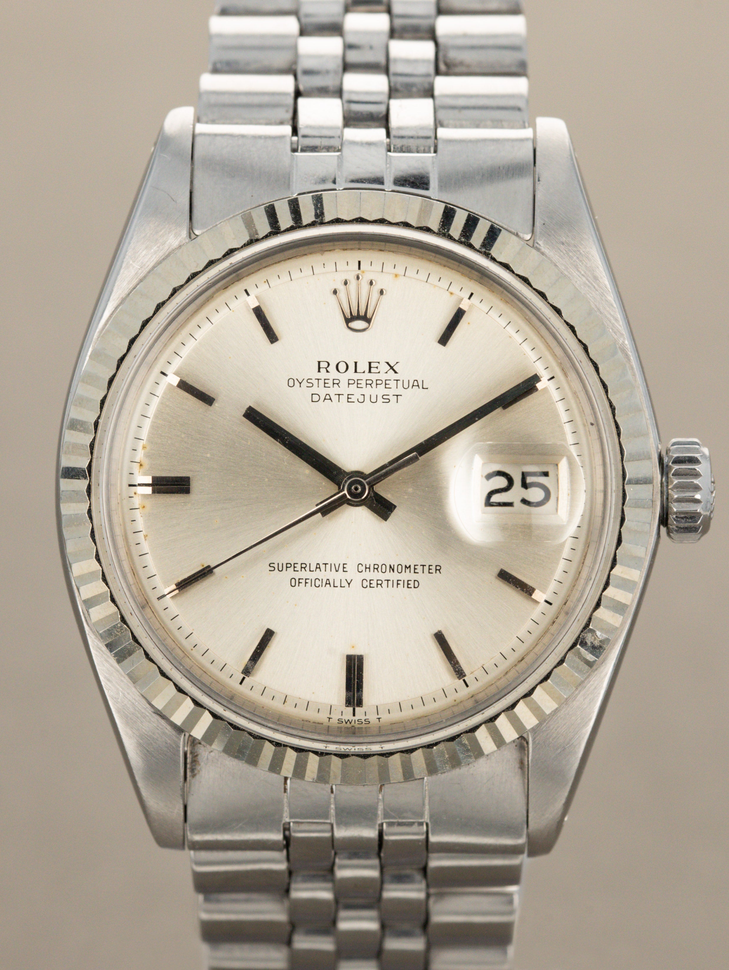 Rolex Datejust Ref. 1601 - Sunburst Silver Non-Luminous Dial