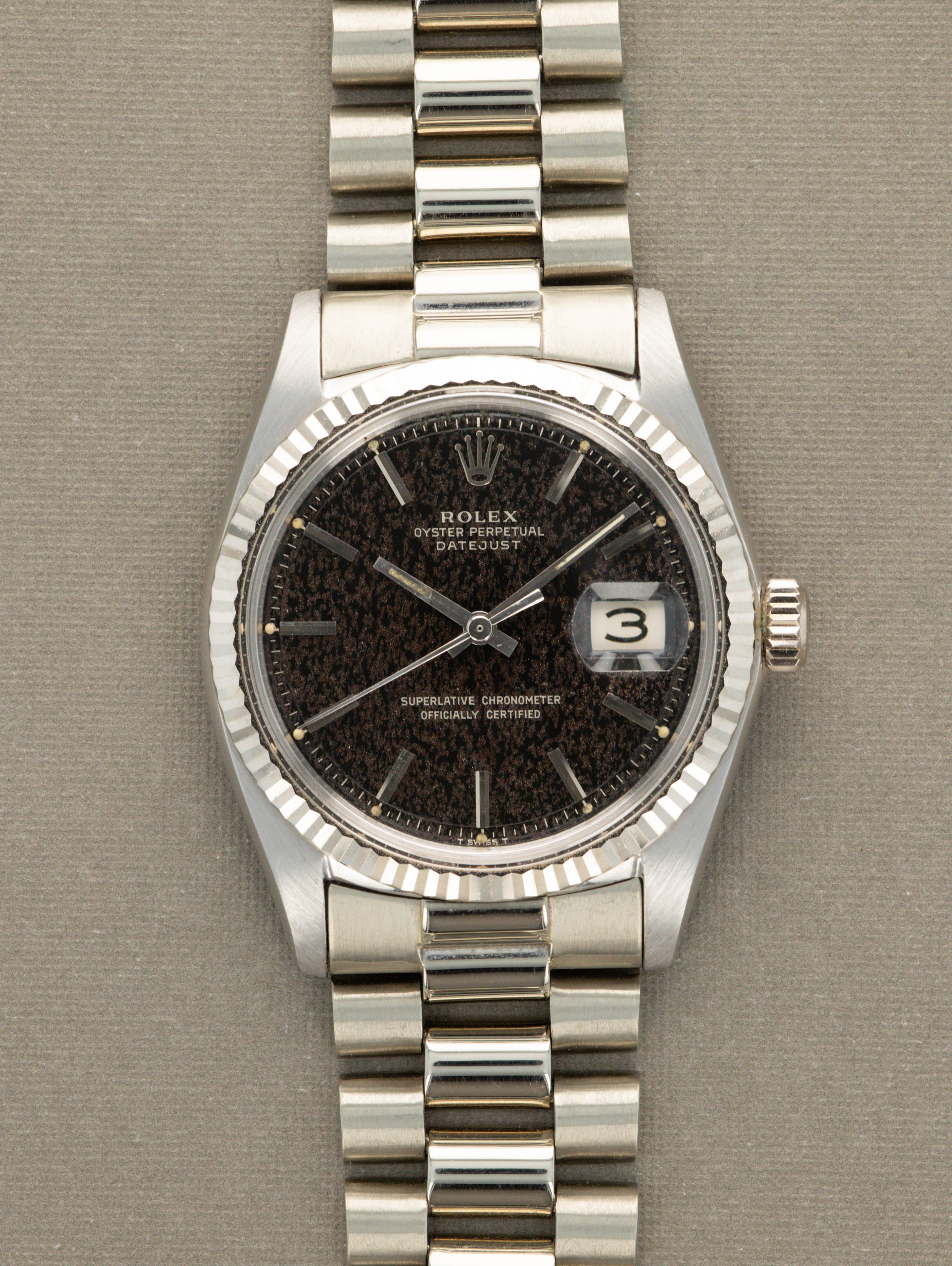 Rolex Datejust Ref. 1601/9 White Gold - Gilt 'Wood' Tropical Dial