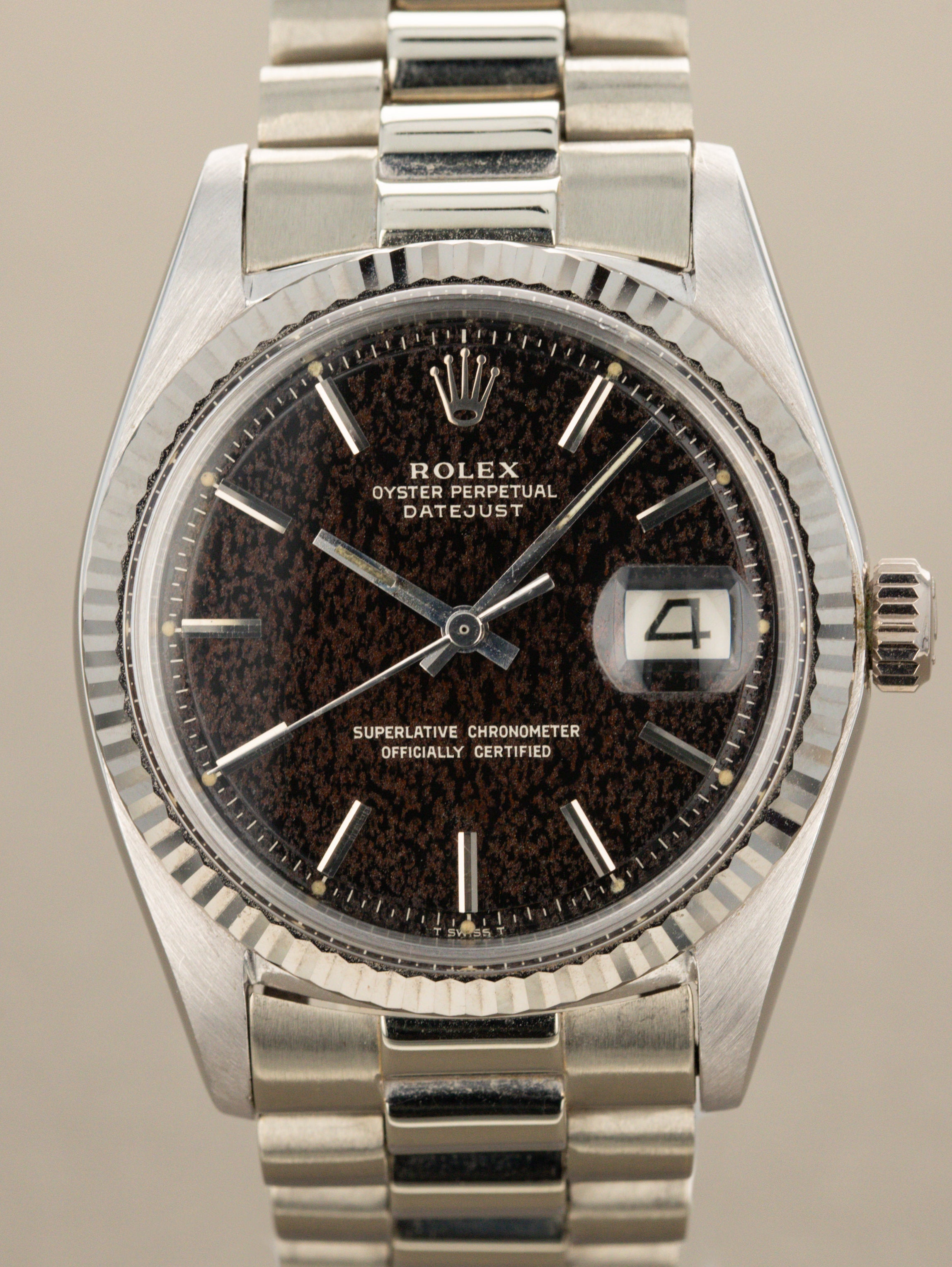 Rolex Datejust Ref. 1601/9 White Gold - Gilt 'Wood' Tropical Dial