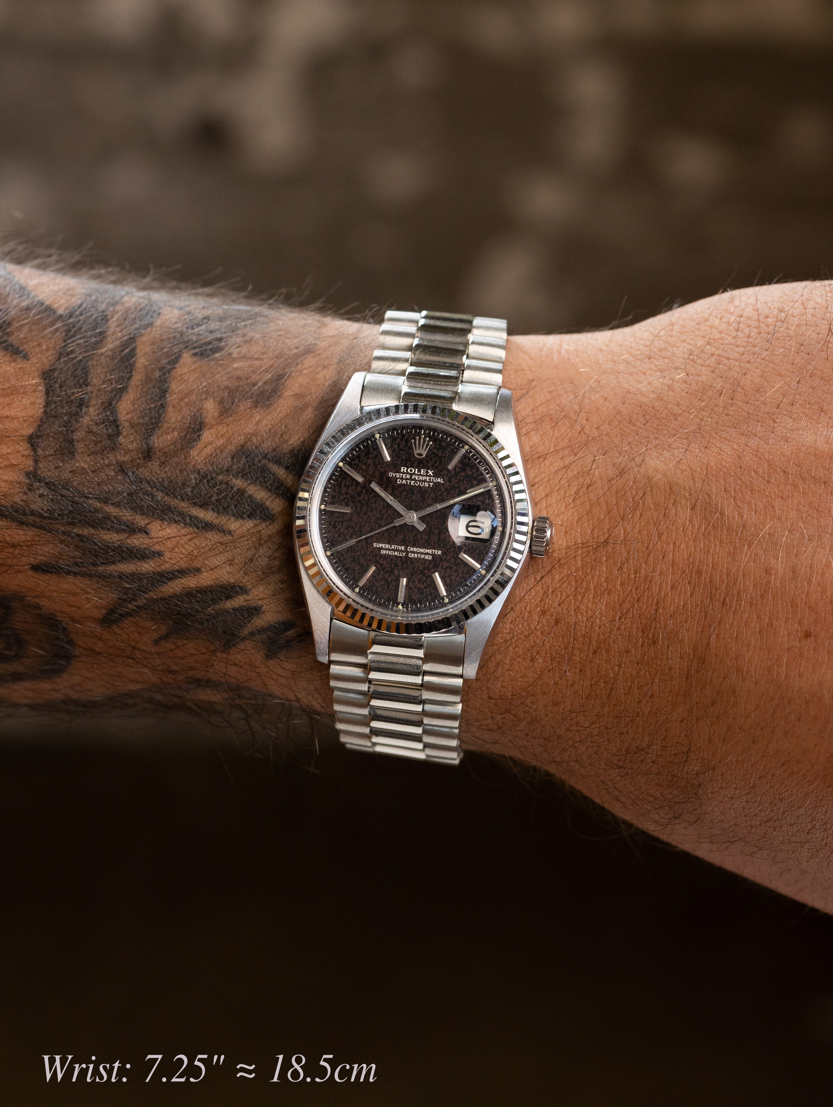 Rolex Datejust Ref. 1601/9 White Gold - Gilt 'Wood' Tropical Dial