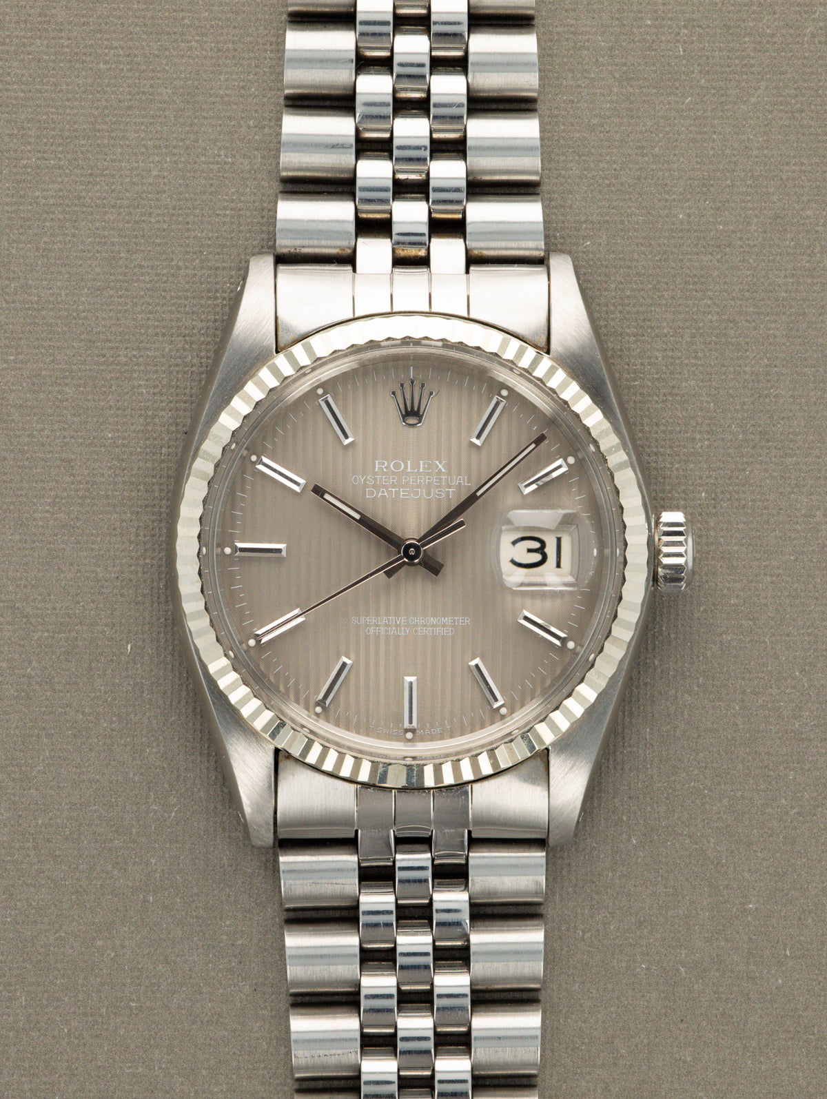 Rolex Datejust Ref. 16014 - Grey 'Tapestry' Dial W/ Box & Papers