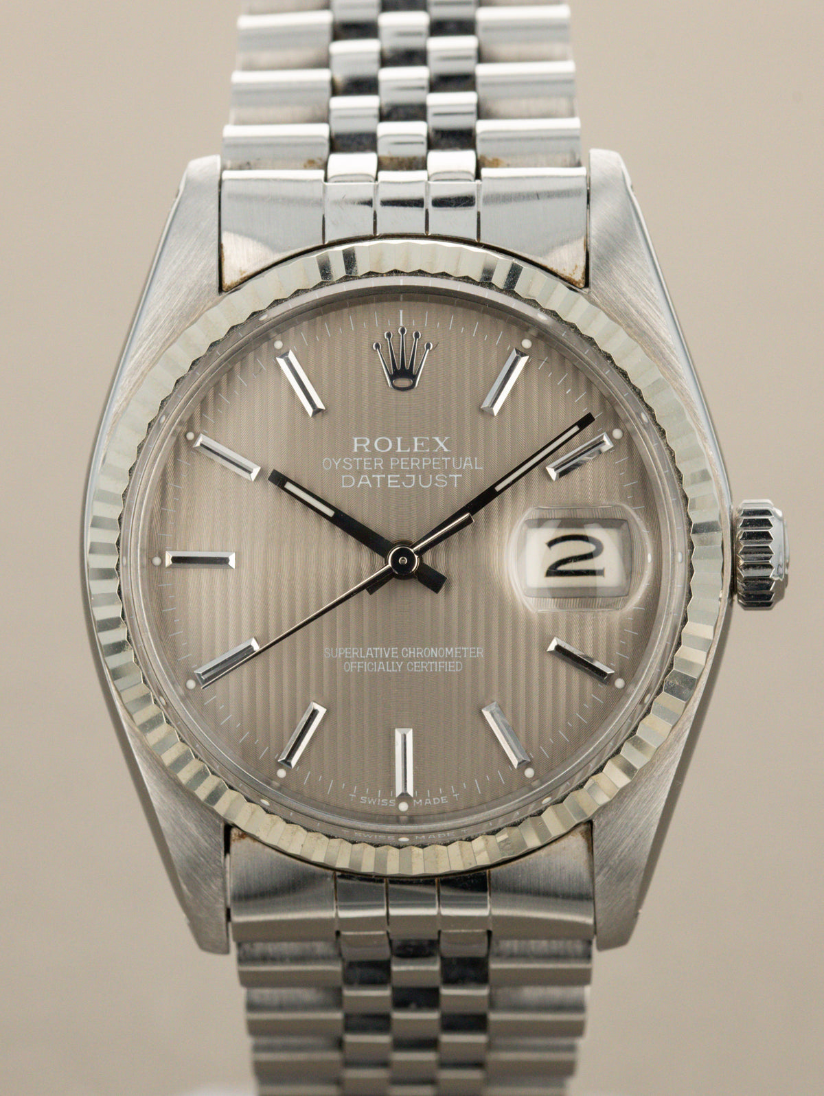 Rolex Datejust Ref. 16014 - Grey 'Tapestry' Dial W/ Box & Papers