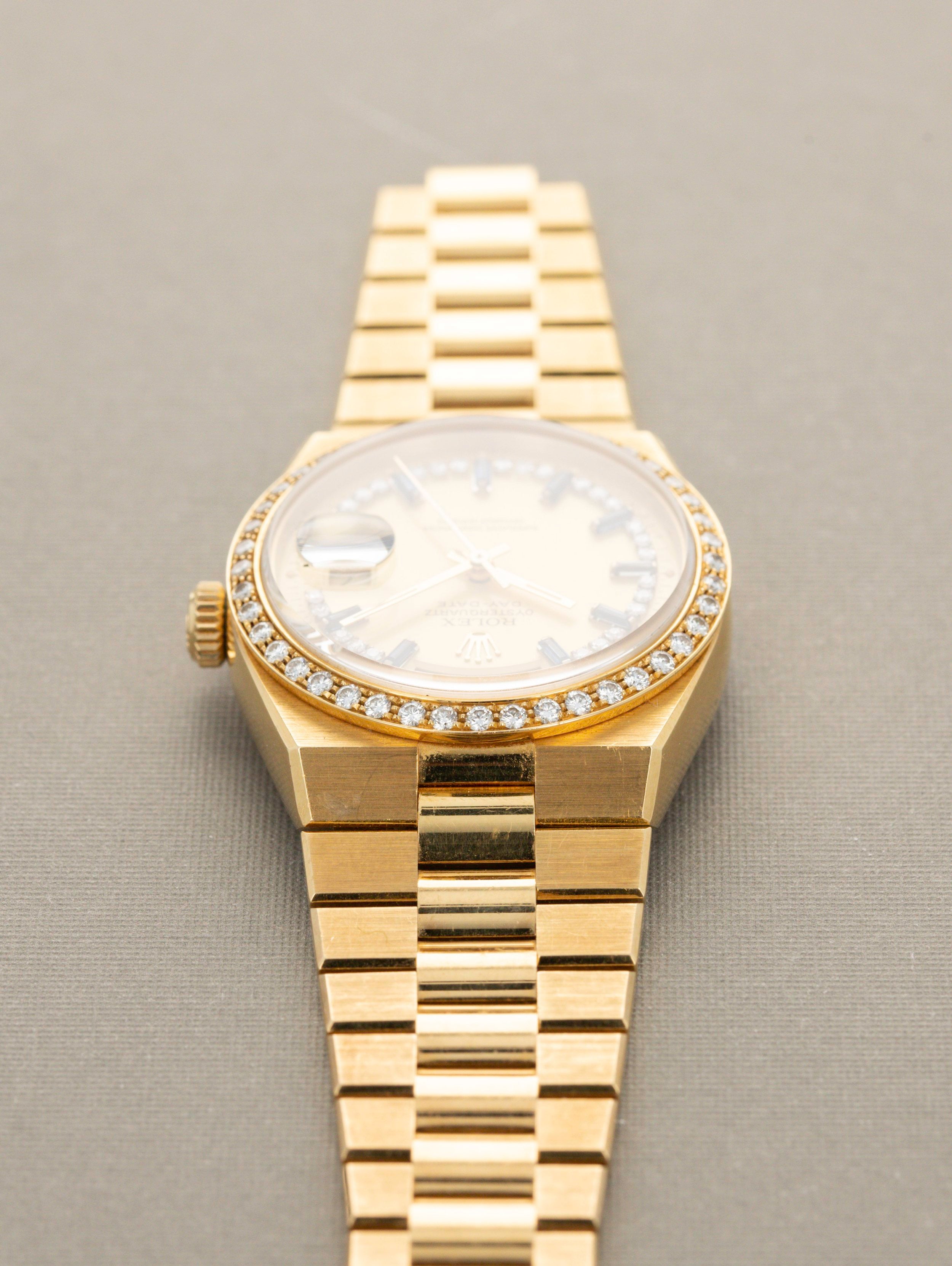 Rolex Day-Date Oysterquartz Ref. 19048 - Sapphire & Diamond String Dial with Papers