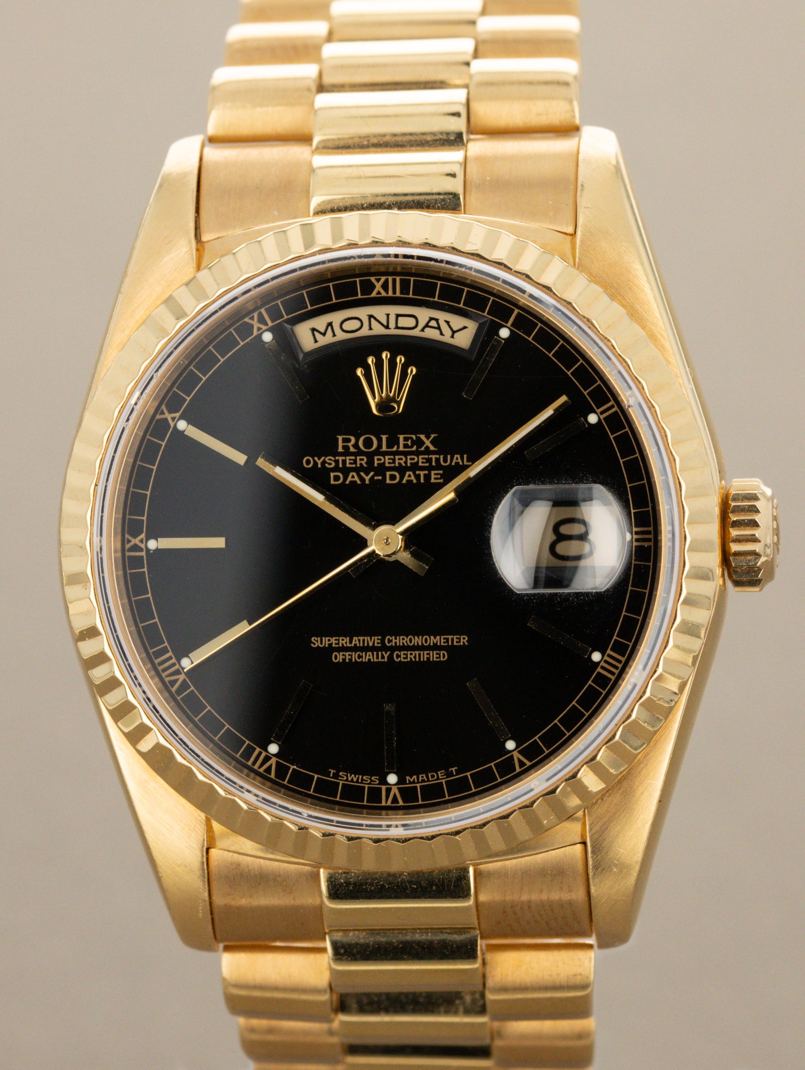 Rolex Day-Date Ref. 18238 - Black 'Sunburst' Dial W/ Rolex Service Card