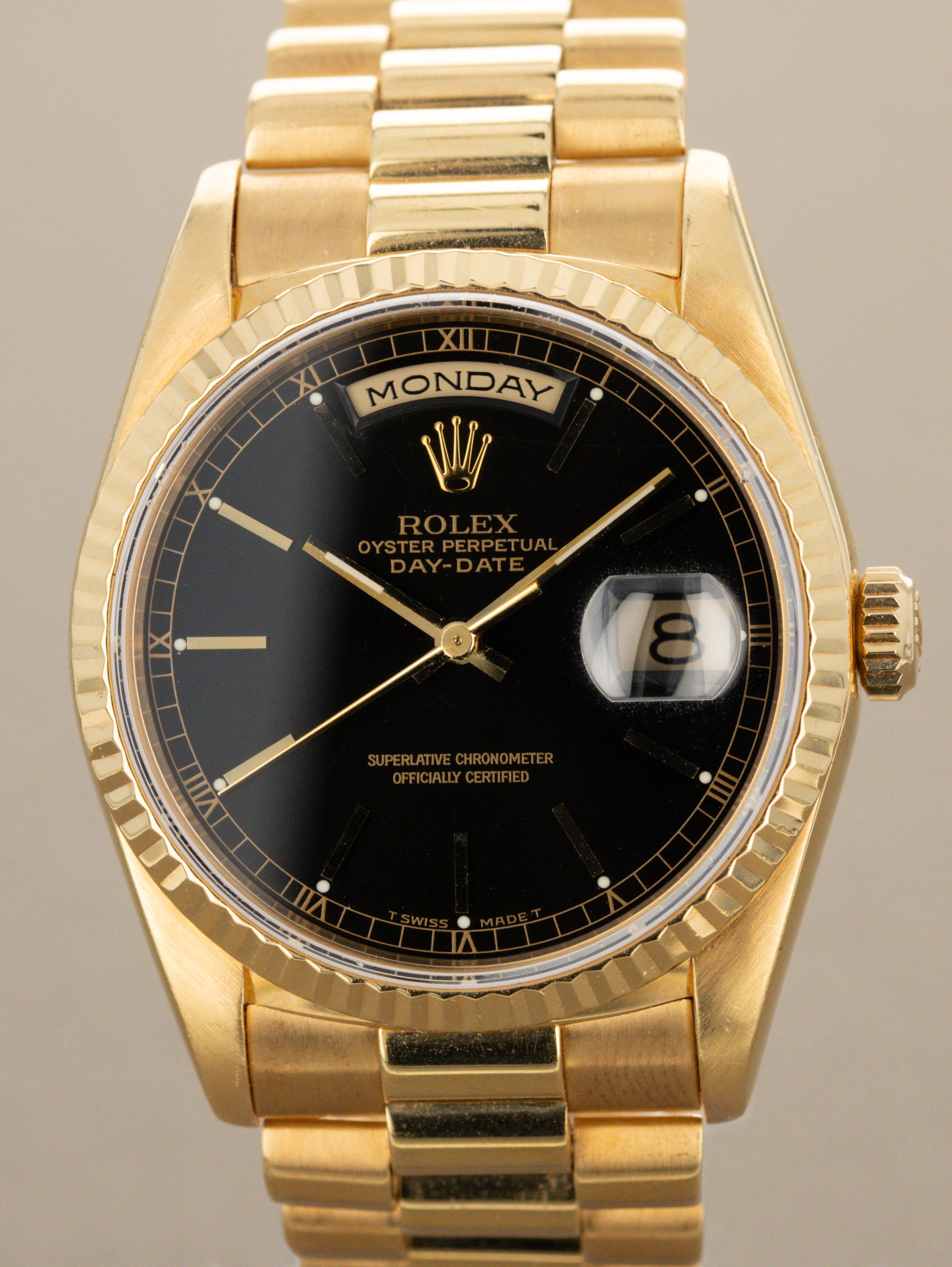Rolex Day-Date Ref. 18238 - Black 'Sunburst' Dial W/ Rolex Service Card