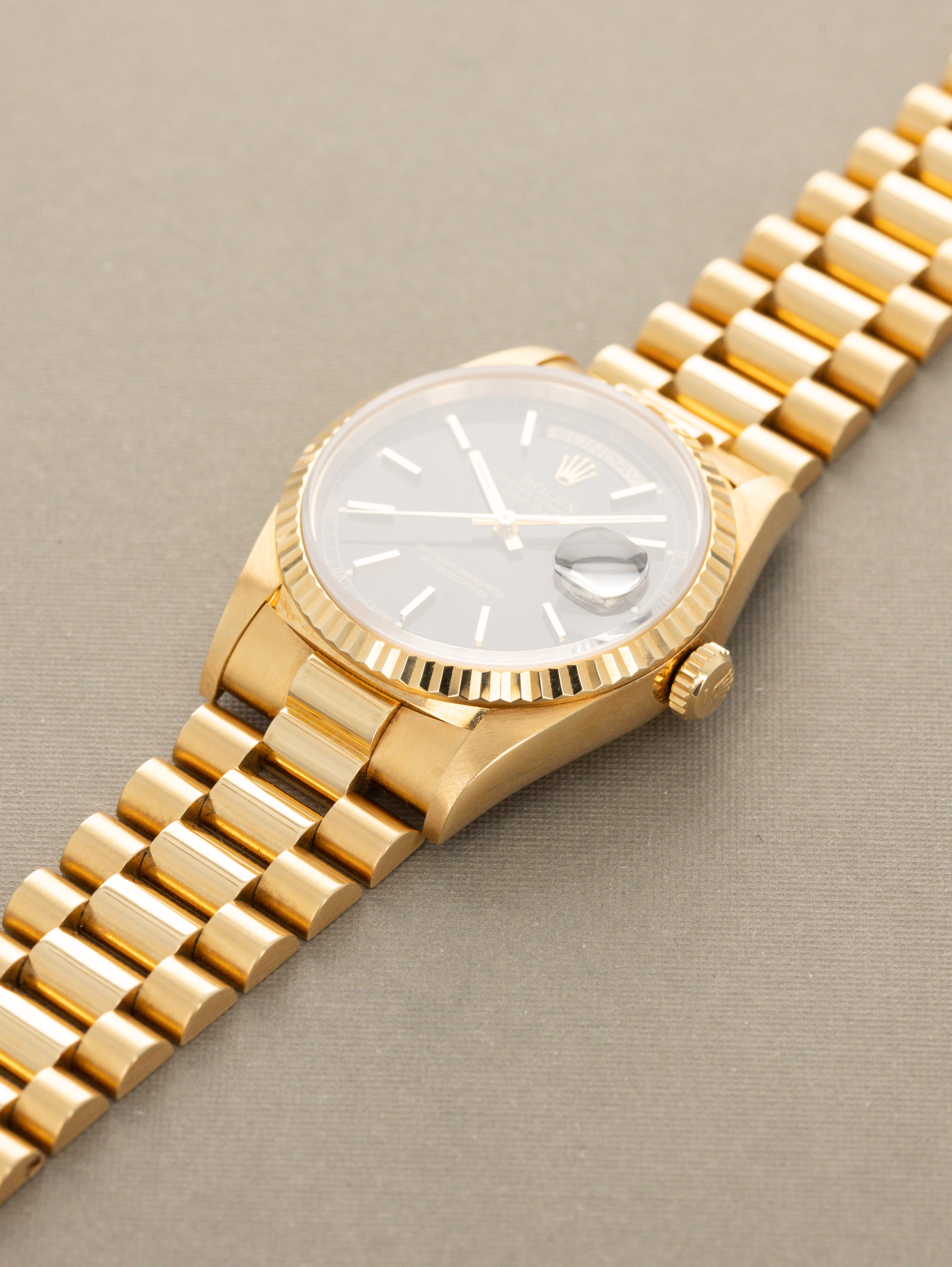 Rolex Day-Date Ref. 18238 - Black 'Sunburst' Dial Unpolished W/ Box & Papers