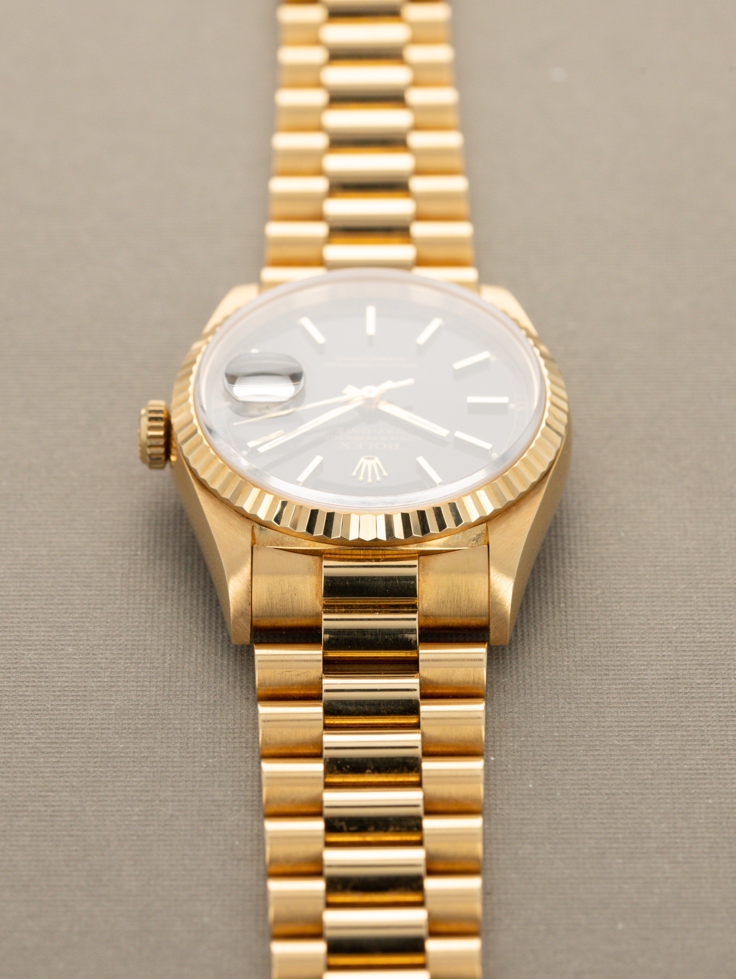 Rolex Day-Date Ref. 18238 - Black 'Sunburst' Dial Unpolished W/ Box & Papers