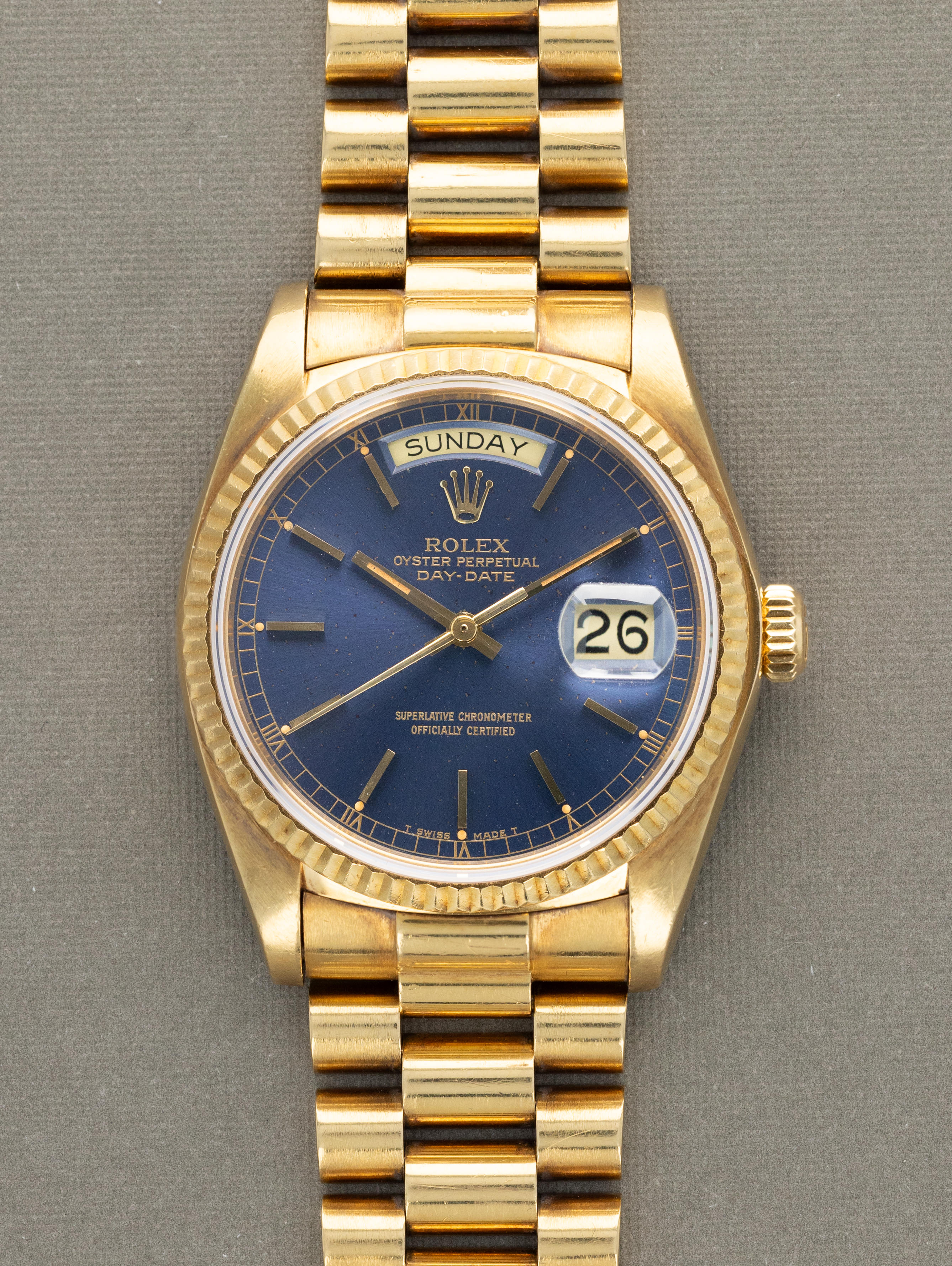 Rolex Day-Date Ref. 18038 - Navy Blue Sunburst Dial Unpolished