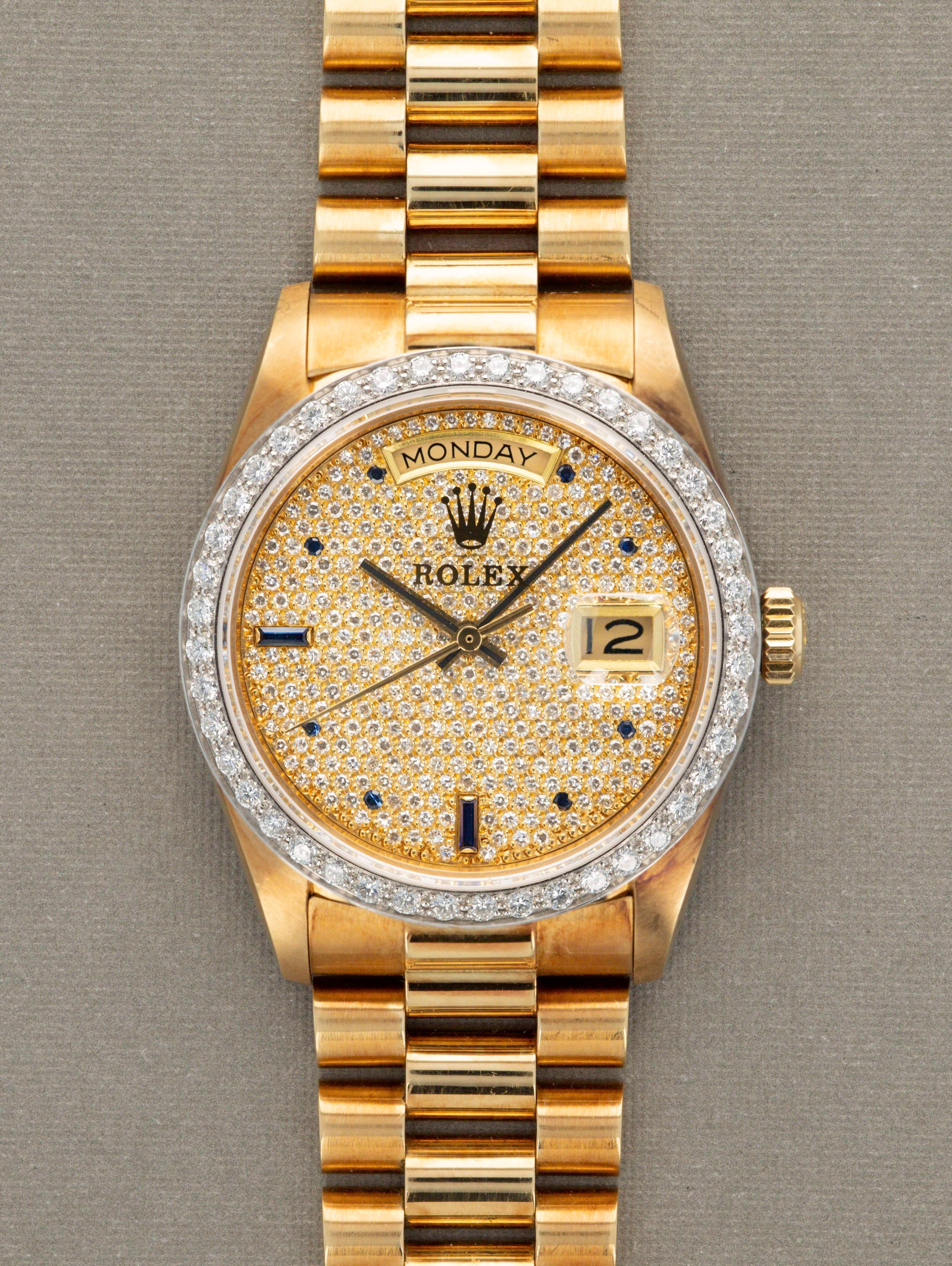 Rolex Day Date Ref. 18048 Pave Diamond and Sapphire