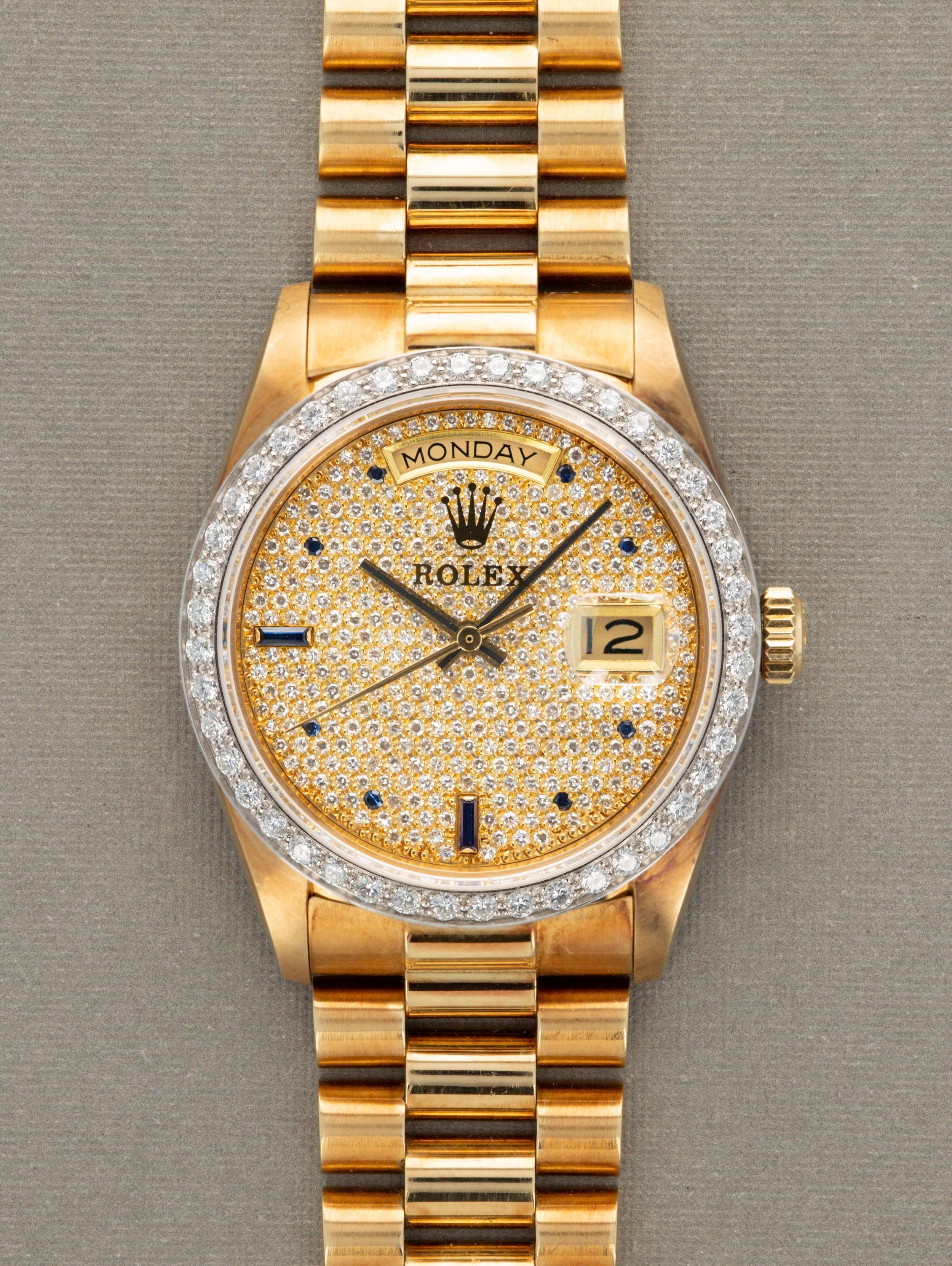 Rolex Day-Date Ref. 18048 Pave Diamond and Sapphire