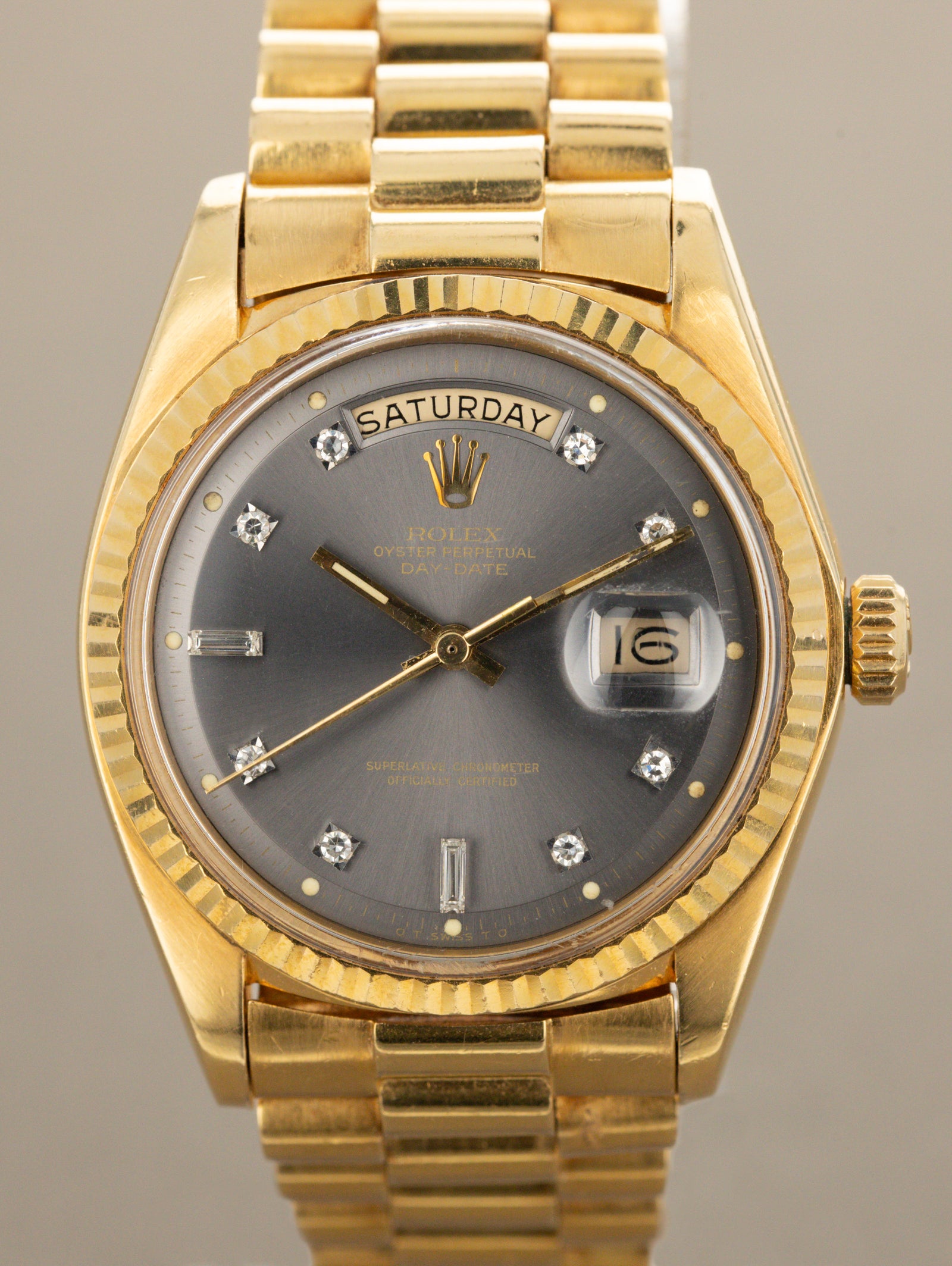 Rolex Day-Date Ref. 1803 - Sunburst Grey 'Sigma' Dial W/ Diamond Indices Unpolished