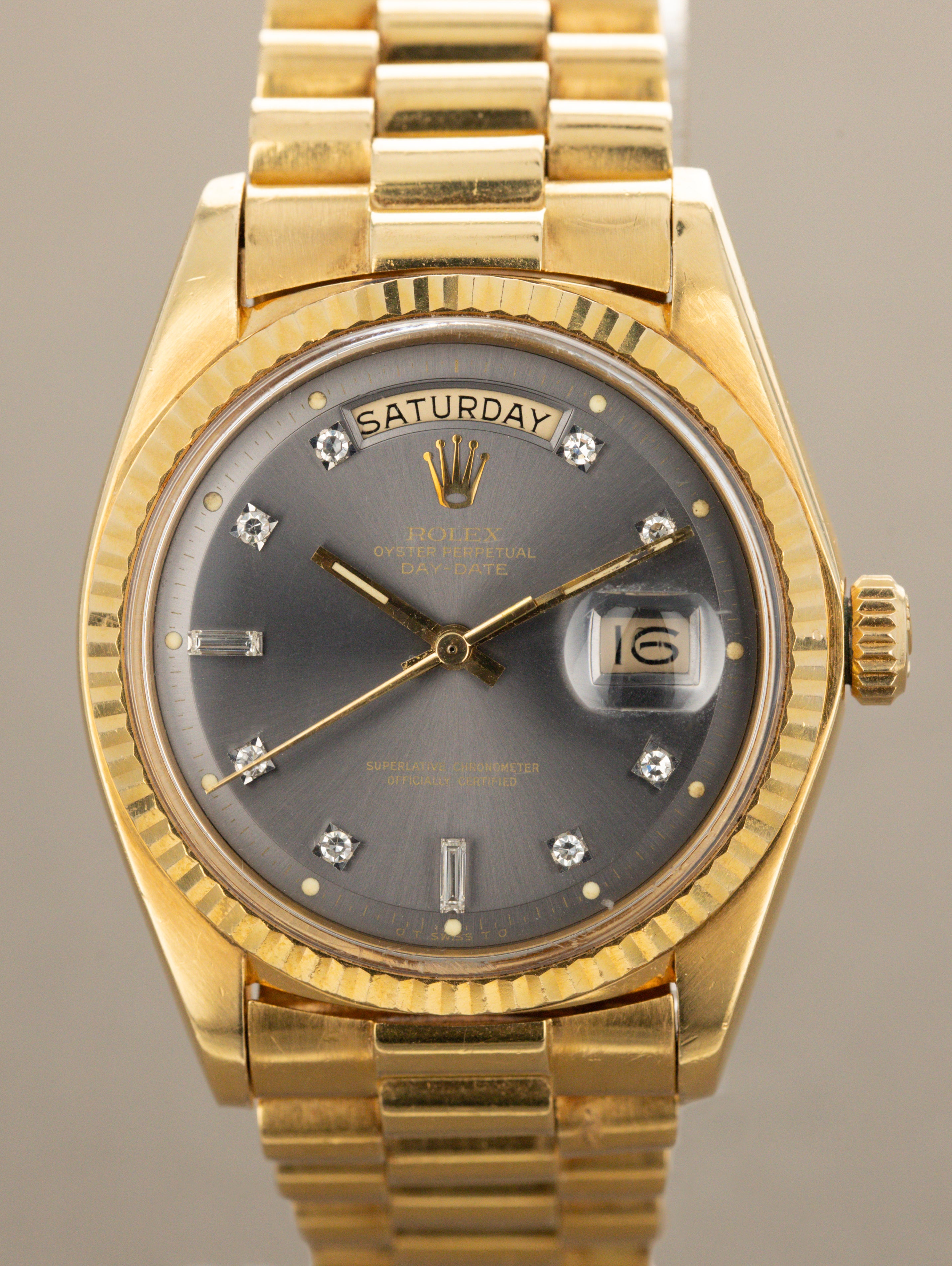 Rolex Day-Date Ref. 1803 - Sunburst Grey 'Sigma' Dial W/ Diamond Indices Unpolished