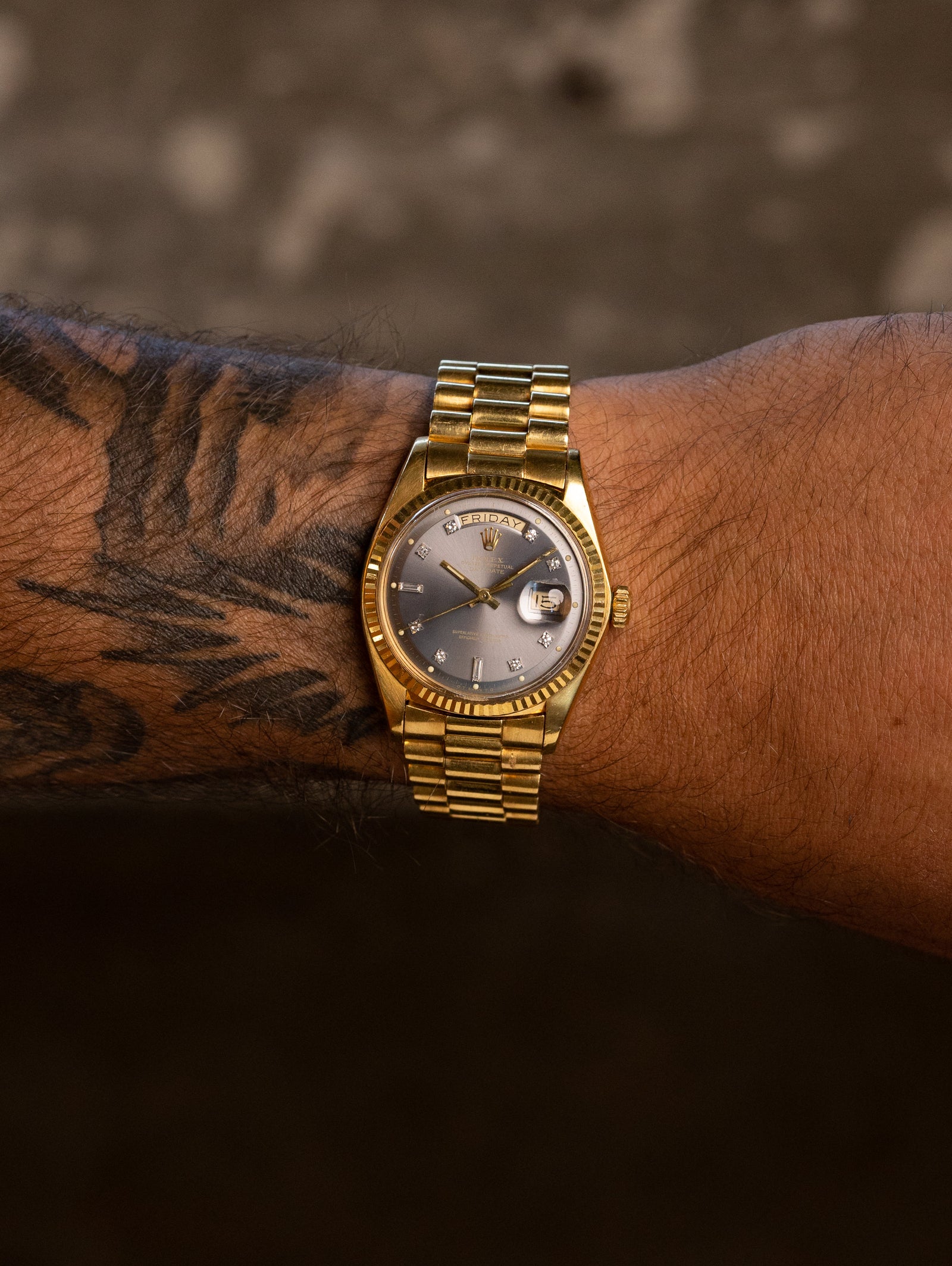 Rolex Day-Date Ref. 1803 - Sunburst Grey 'Sigma' Dial W/ Diamond Indices Unpolished