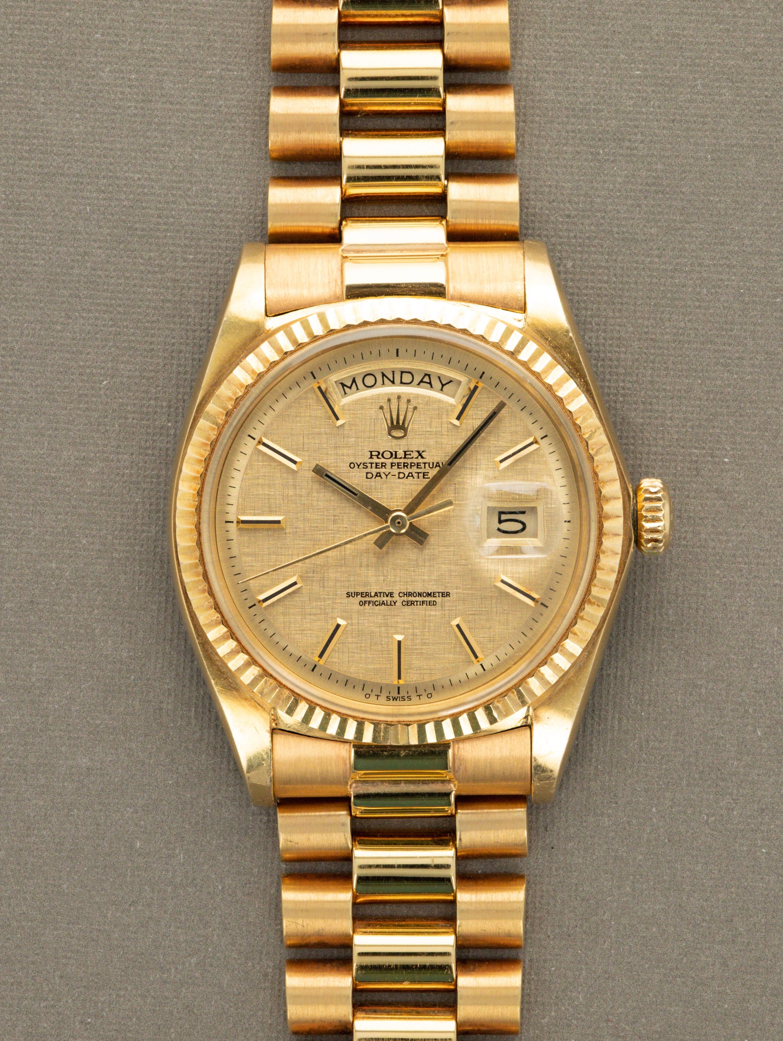 Rolex Day-Date Ref. 1803 - Champagne 'Linen Non-Luminous' Dial Unpolished W/ Box & Papers