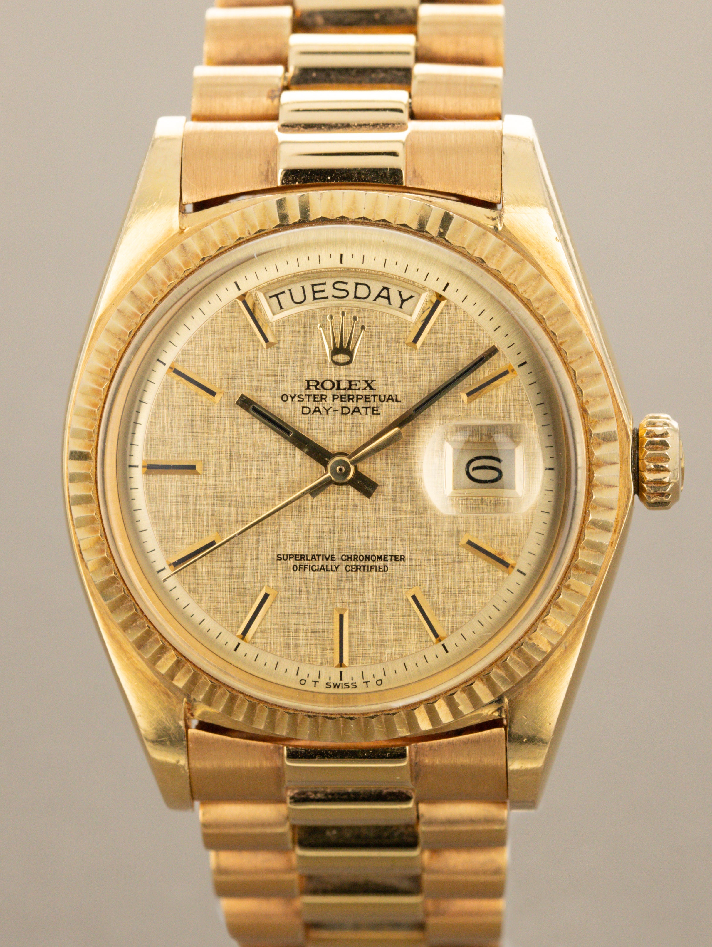 Rolex Day-Date Ref. 1803 - Champagne 'Linen Non-Luminous' Dial Unpolished W/ Box & Papers
