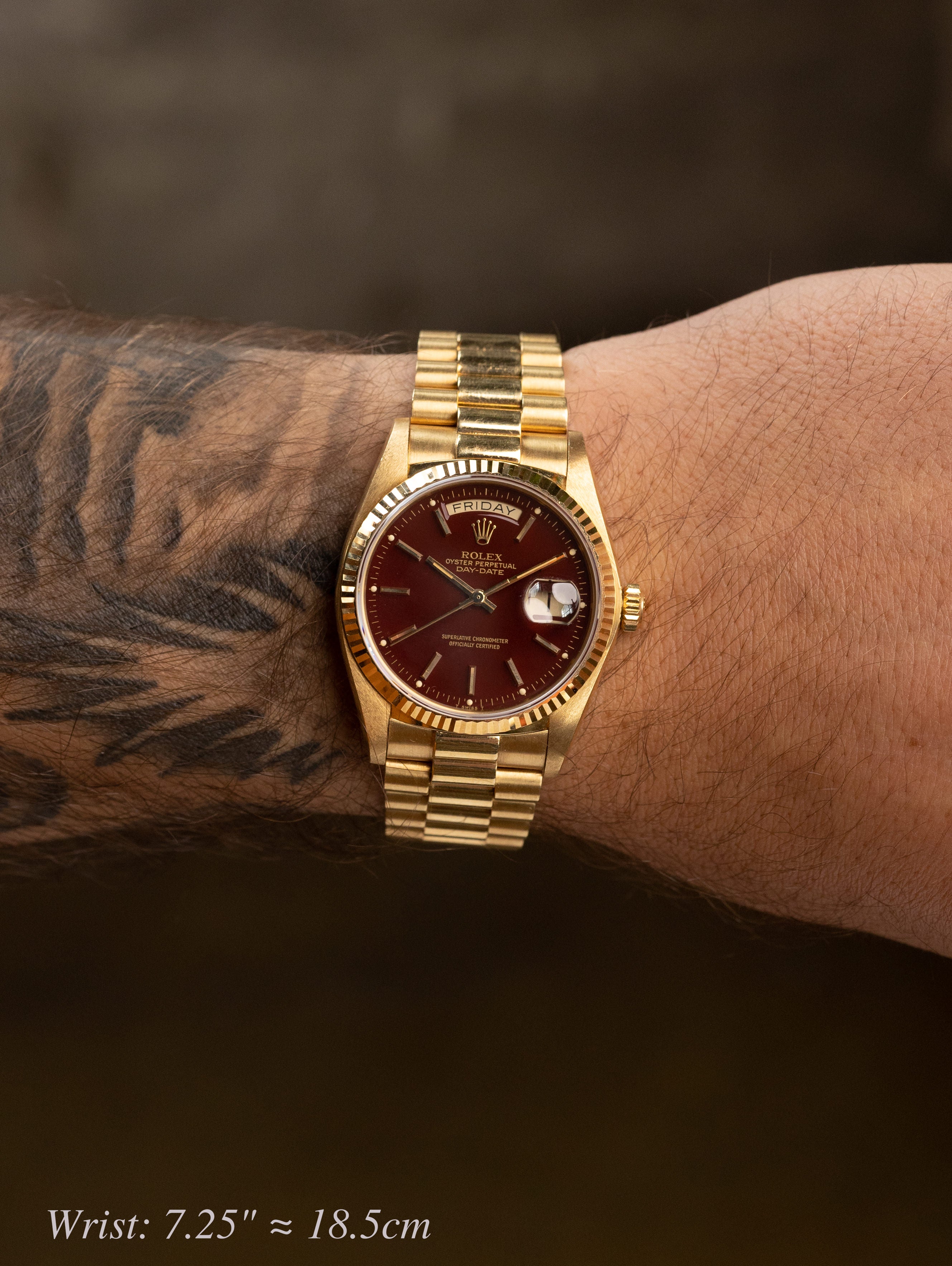 Rolex Day-Date Ref. 18038 - Oxblood 'Stella' Dial Retailed by Van Cleef & Arpels Unpolished