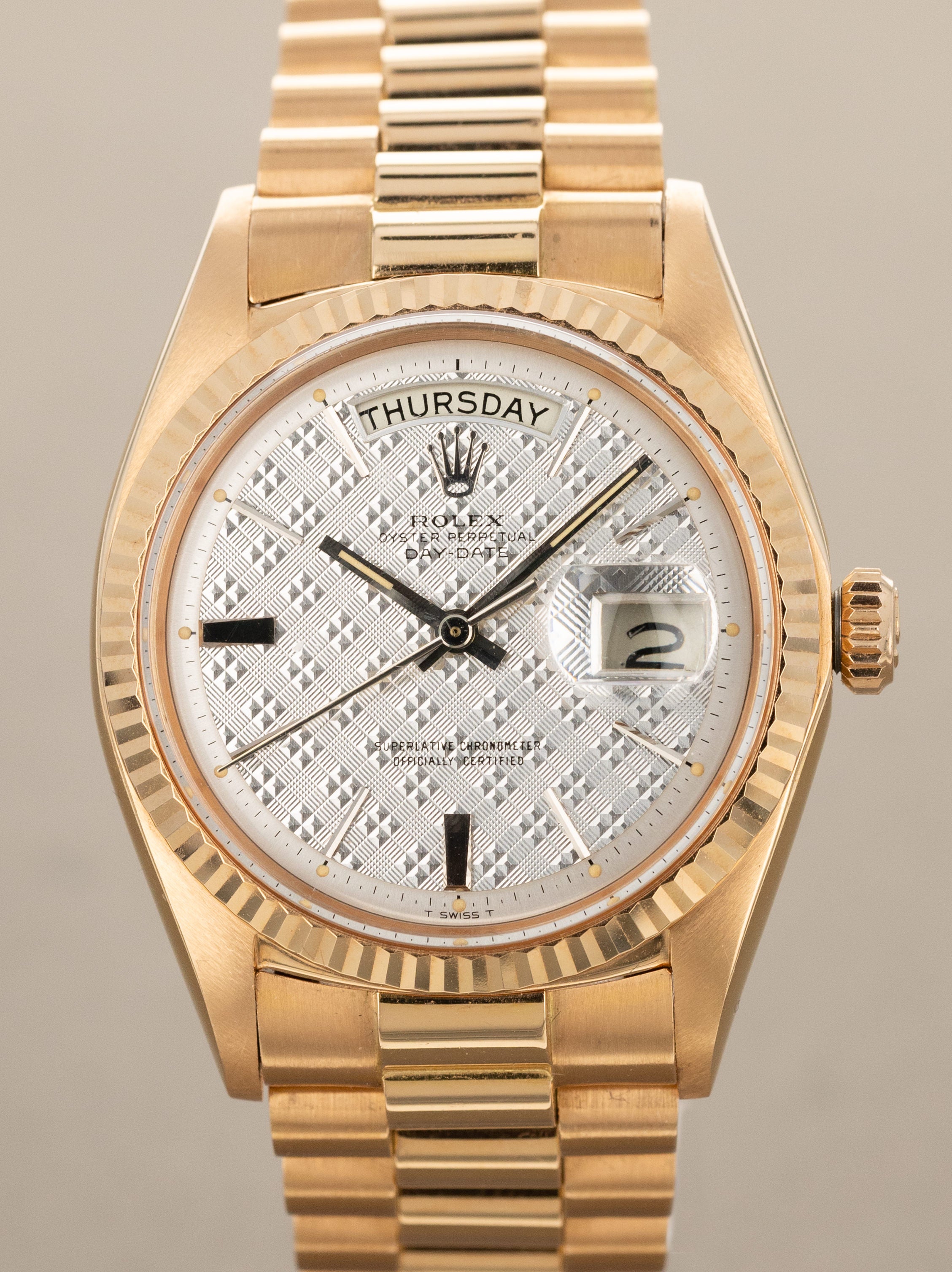 Rolex Day-Date Ref. 1803 - Rose Gold w/ Silver 'Guilloche' Dial Unpolised