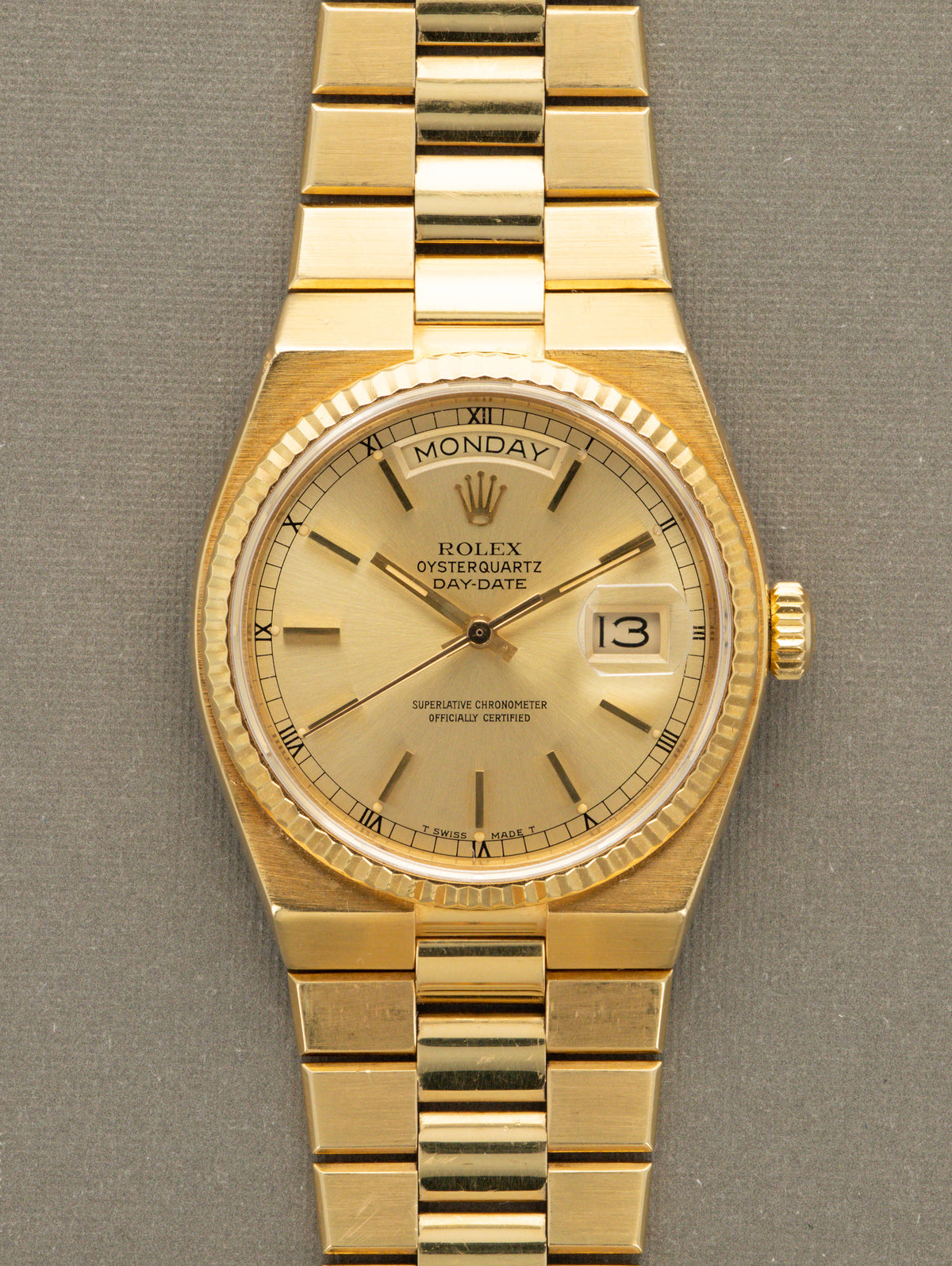 Rolex Oysterquartz Day-Date Ref. 19018 - Sunburst Champagne Dial W/ Box & Papers