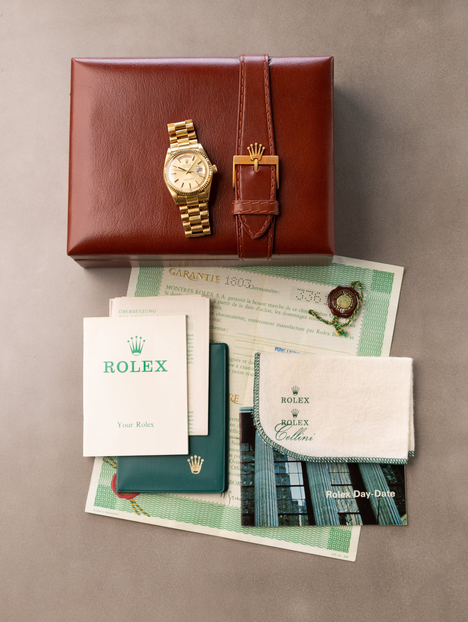 Rolex Day-Date Ref. 1803 - Non-Luminous Sunburst Champagne Dial w/ Box Papers Unpolished