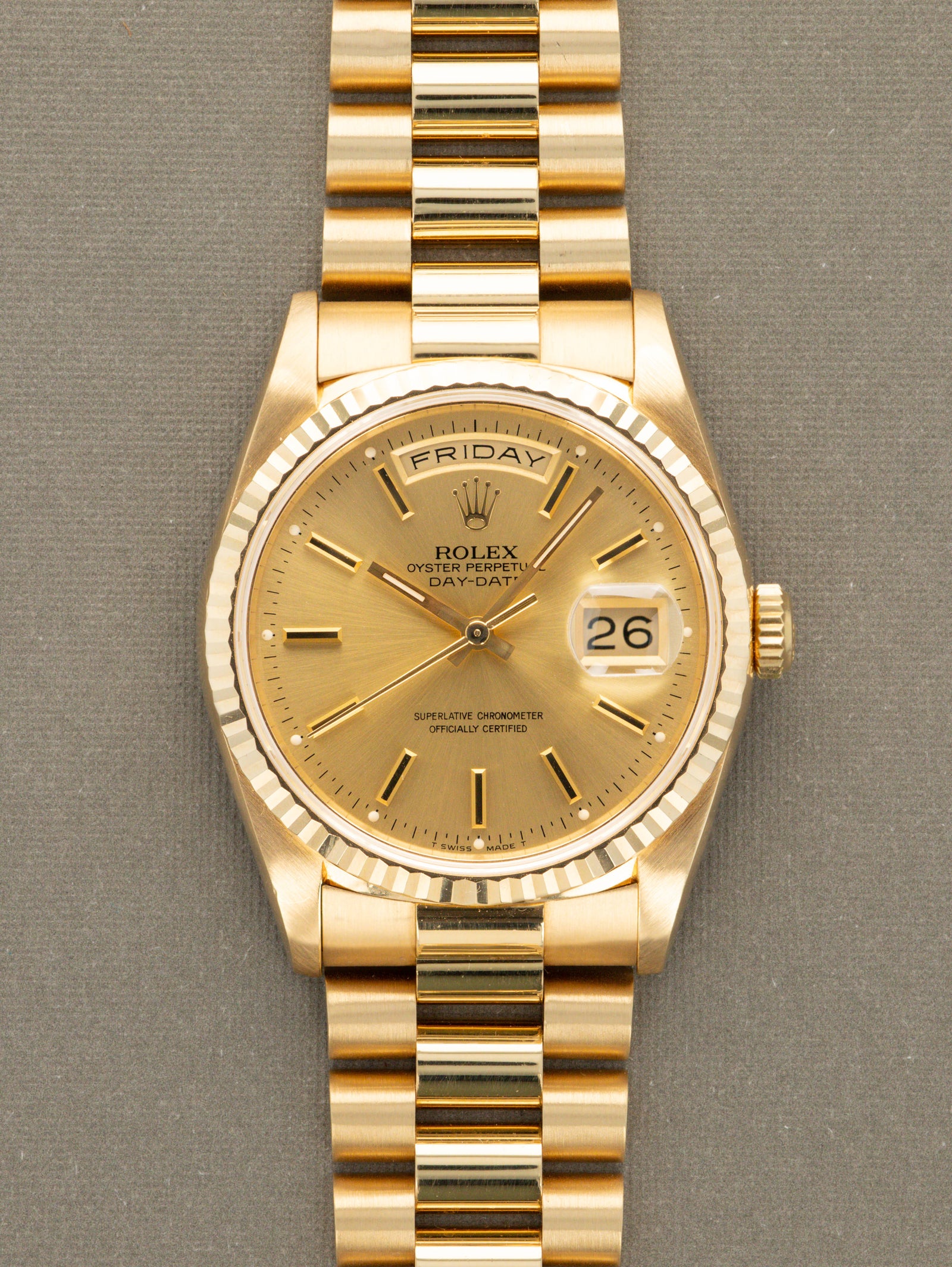 Rolex Day-Date Ref. 18238 - Sunburst Champagne Dial 'Texas Timex' W/ Caseback Sticker
