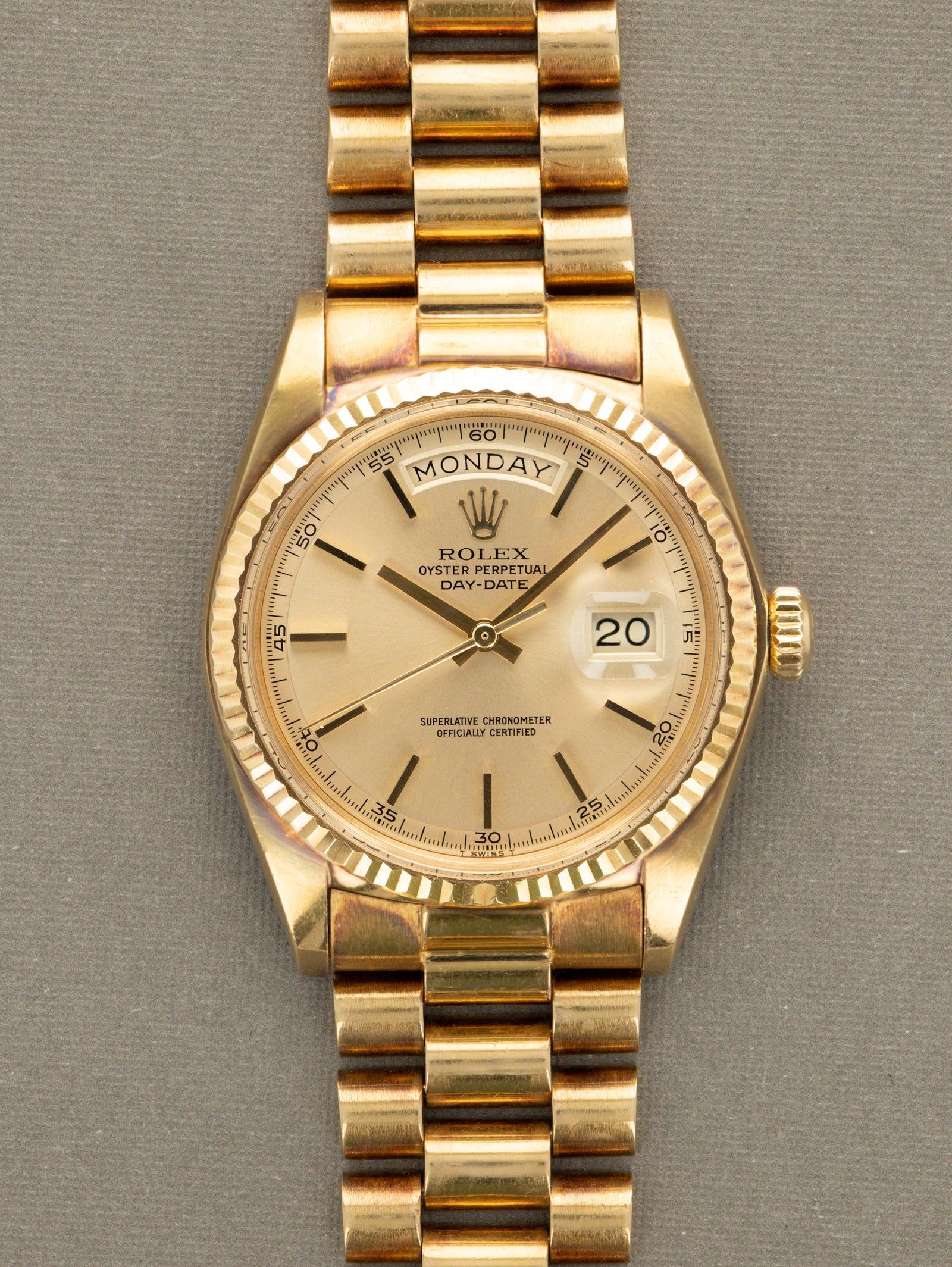 Rolex Day-Date Ref. 1803 - Non-Luminous Sunburst Champagne Dial w/ Box Papers Unpolished