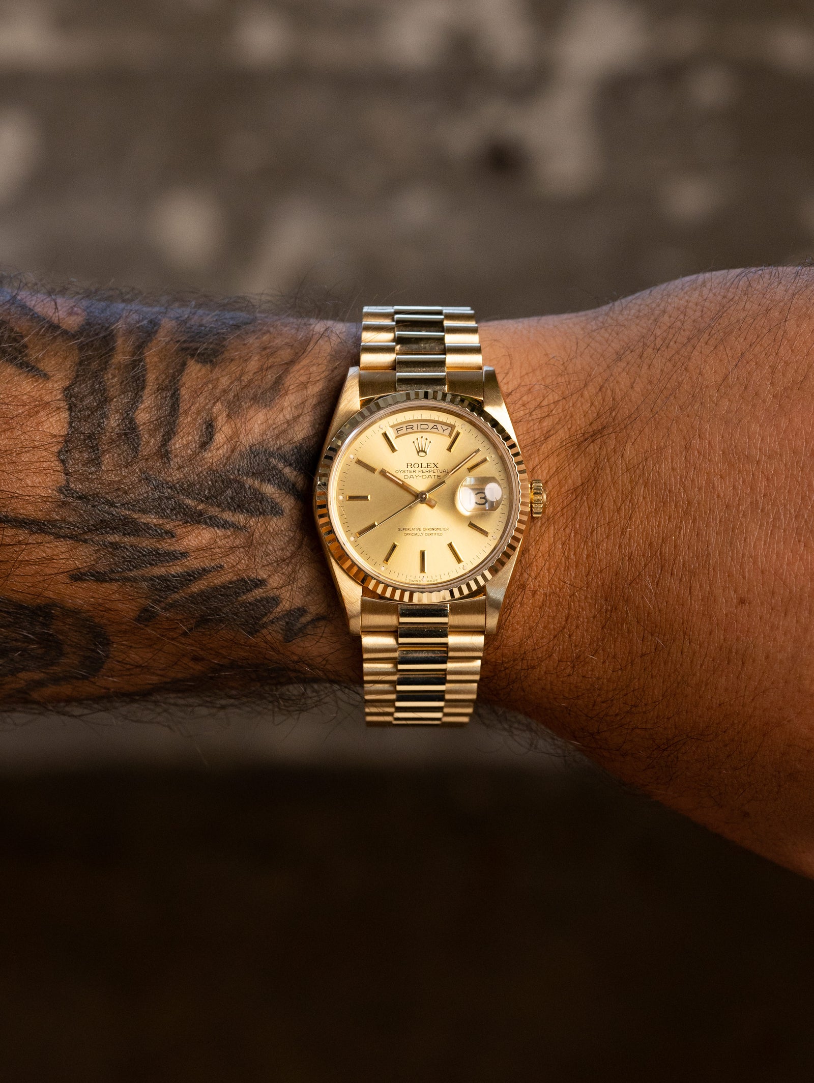 Rolex Day-Date Ref. 18238 - Sunburst Champagne Dial 'Texas Timex' W/ Caseback Sticker
