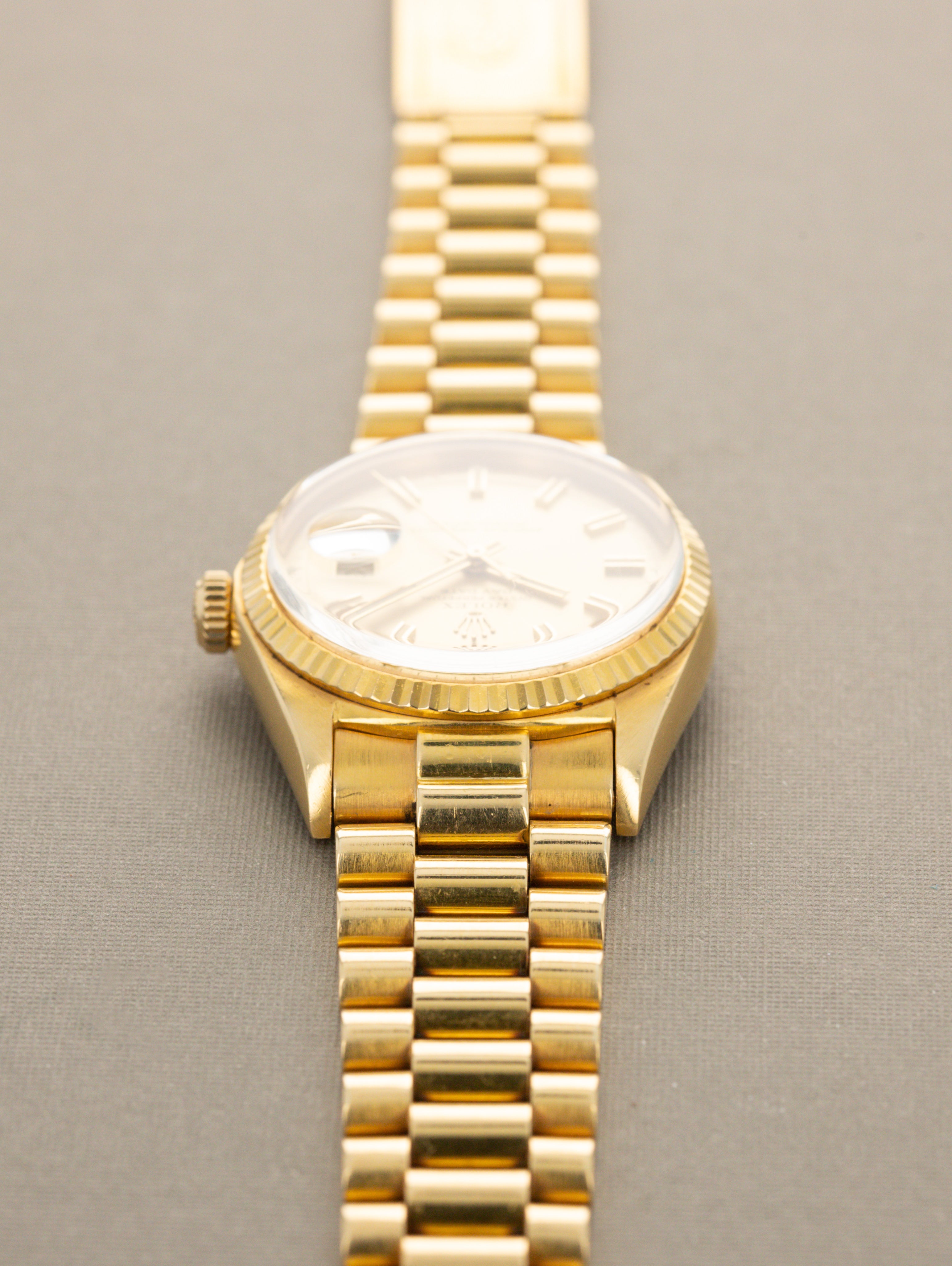 Rolex Day-Date Ref. 1803 - Sunburst Champagne 'Wide Boy-Sigma' Dial Unpolished W/ Box & Papers
