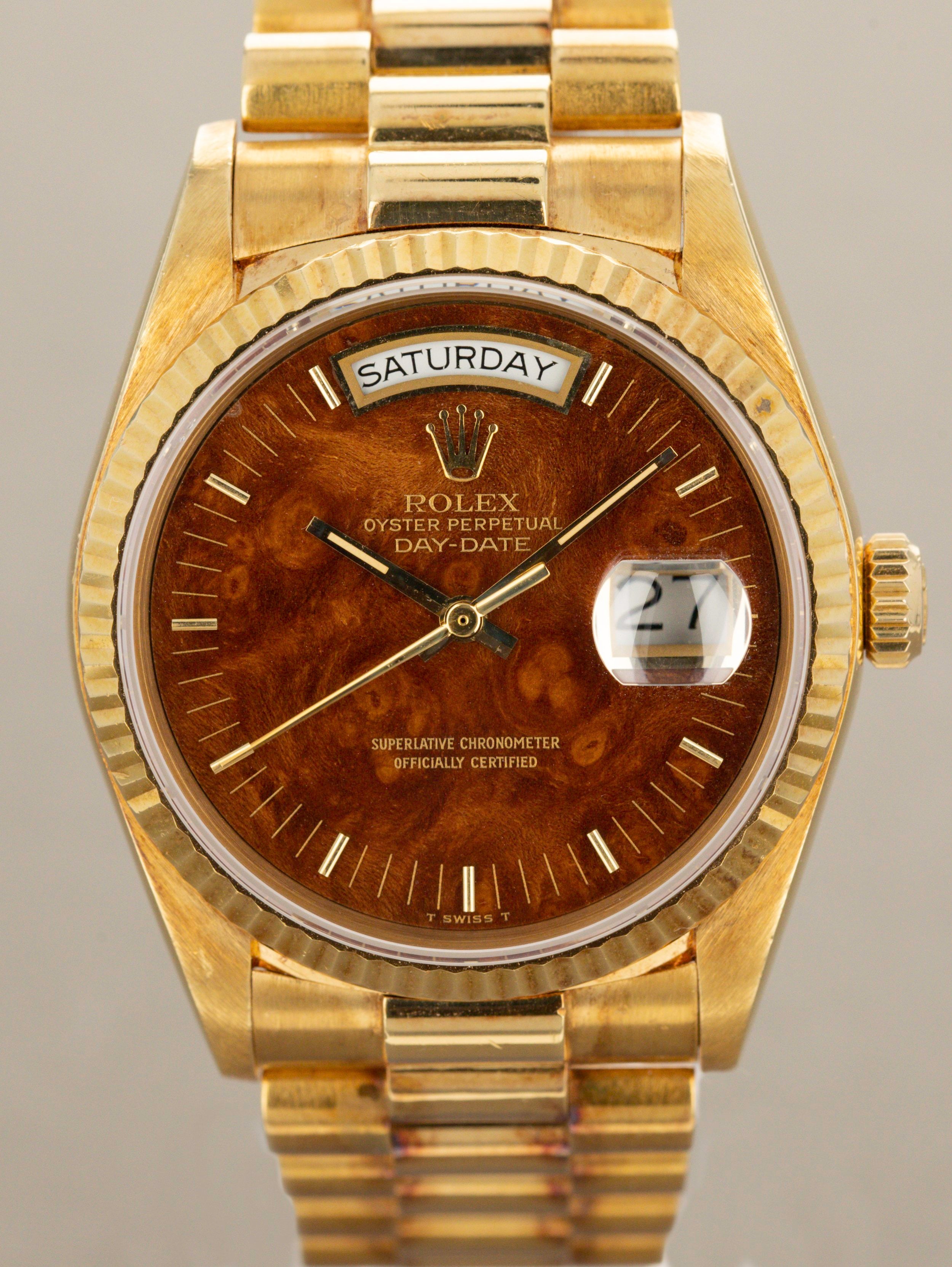 Rolex Day-Date Ref. 18038 - Burlwood Dial with Papers