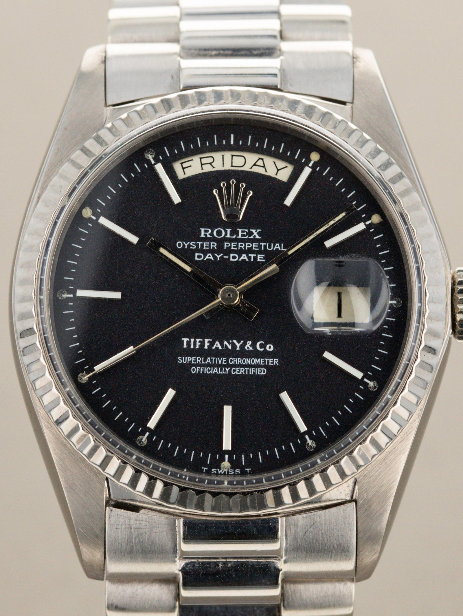 Rolex Day-Date Ref. 1803 WG Matte Black Confetti Tiffany & Co.