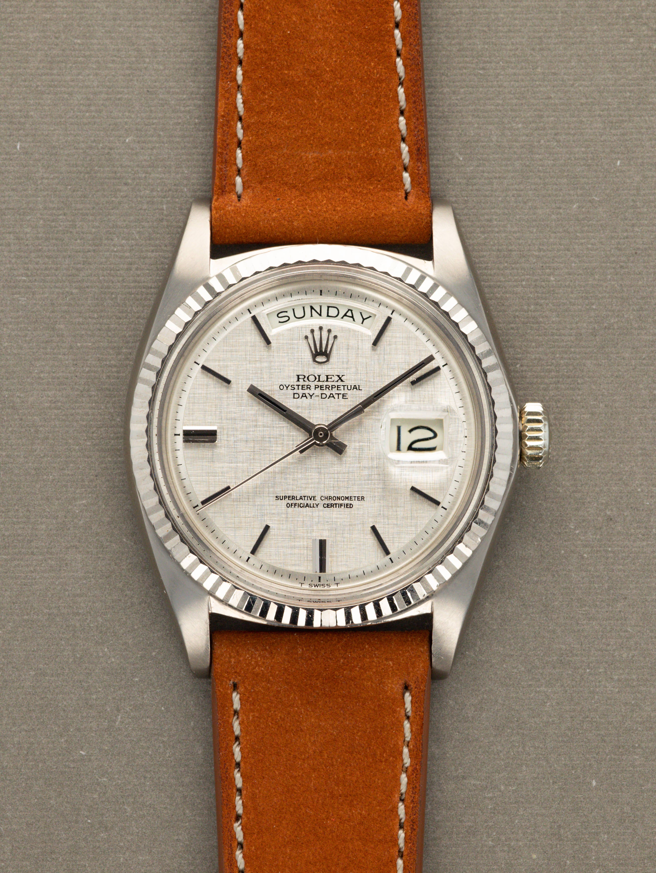 Rolex Day-Date Ref. 1803 - Silver 'Linen' Dial W/ 'Onyx' Inserts