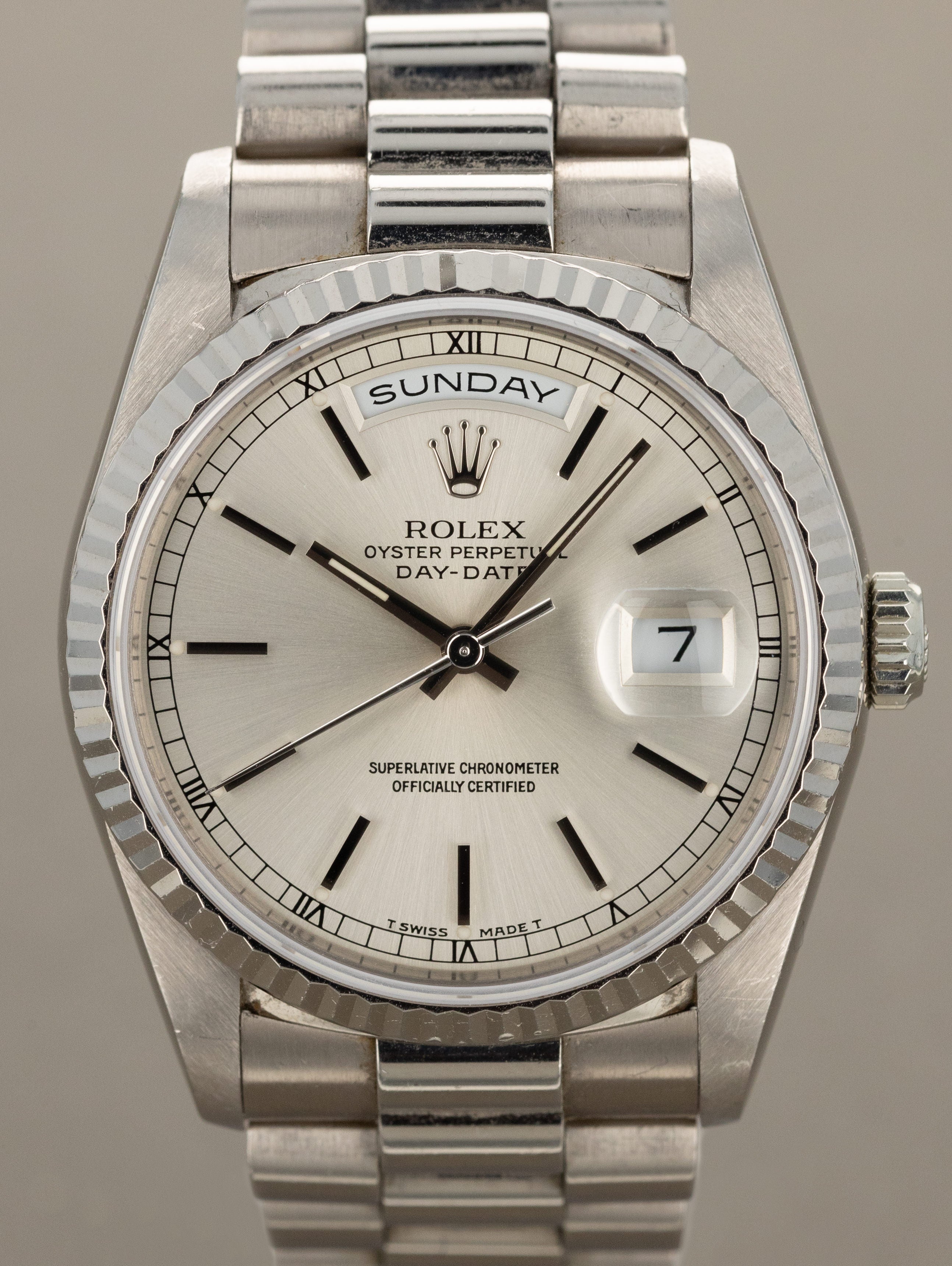 Rolex Day-Date Ref. 18239 - 'Double Quickset' Sunburst Silver Dial