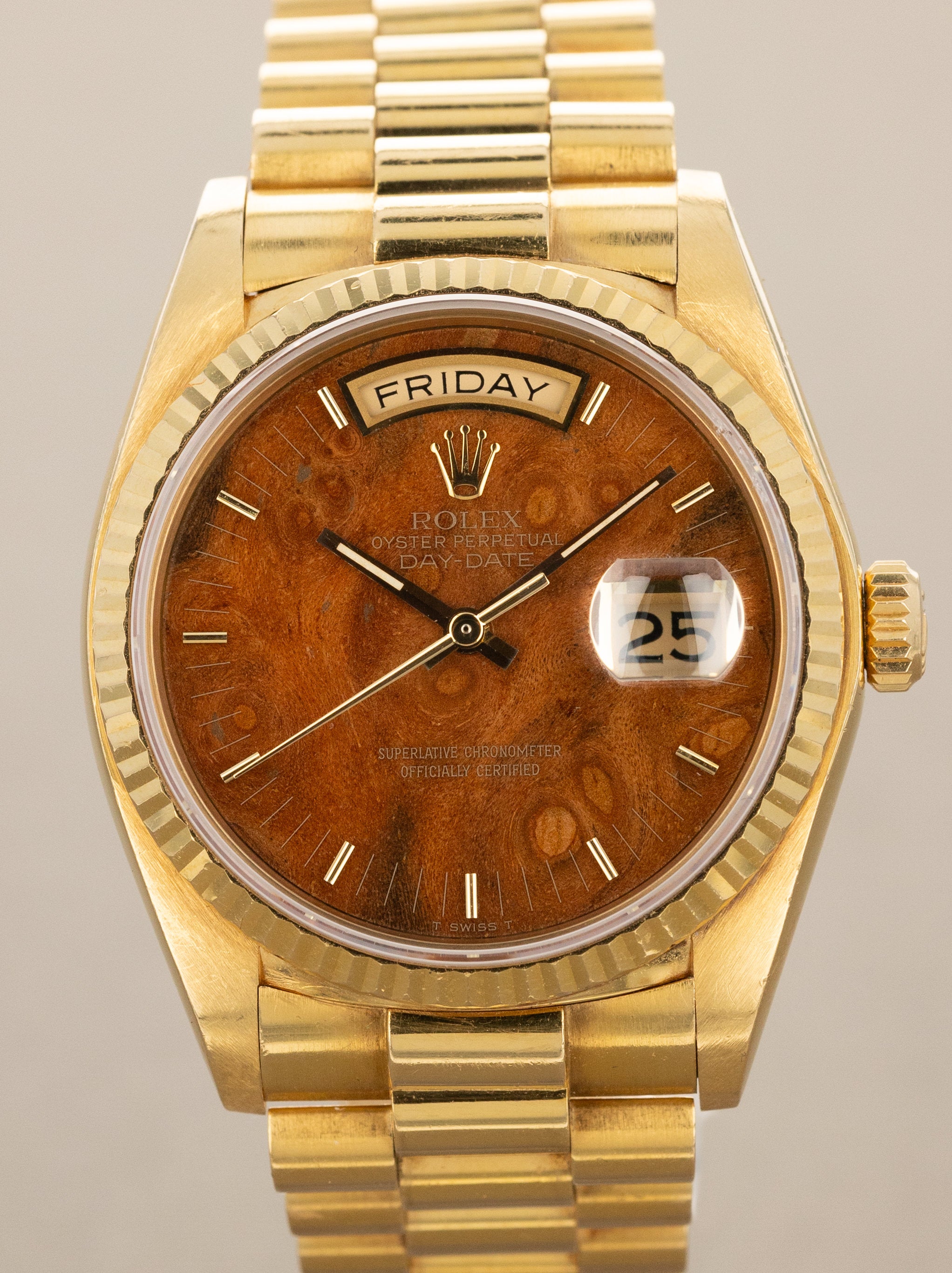 Rolex Day-Date Ref. 18038 - 'Burlwood' Dial Unpolished